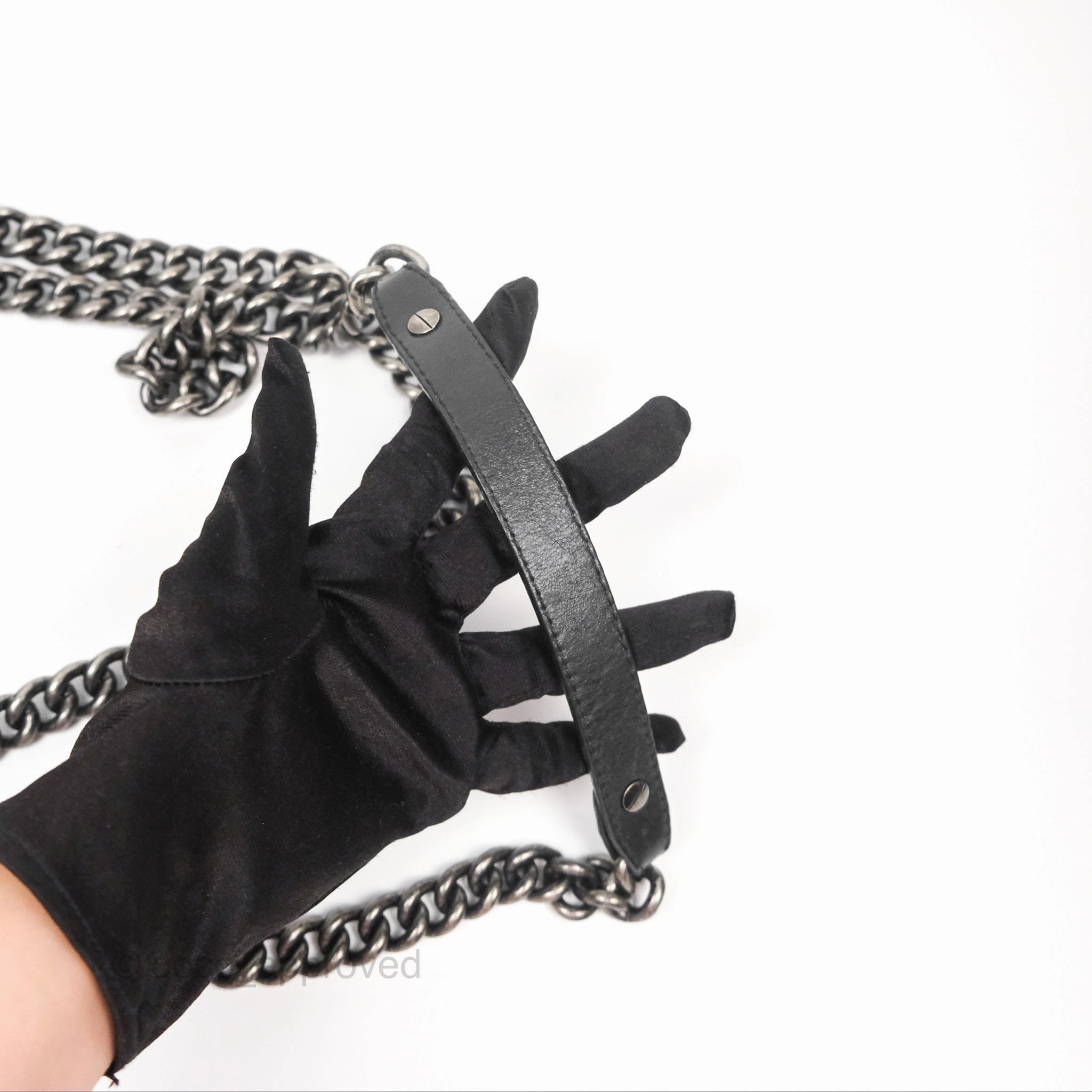 Chanel Small Chain Around Top Handle Boy Black Calfskin Ruthenium Hardware