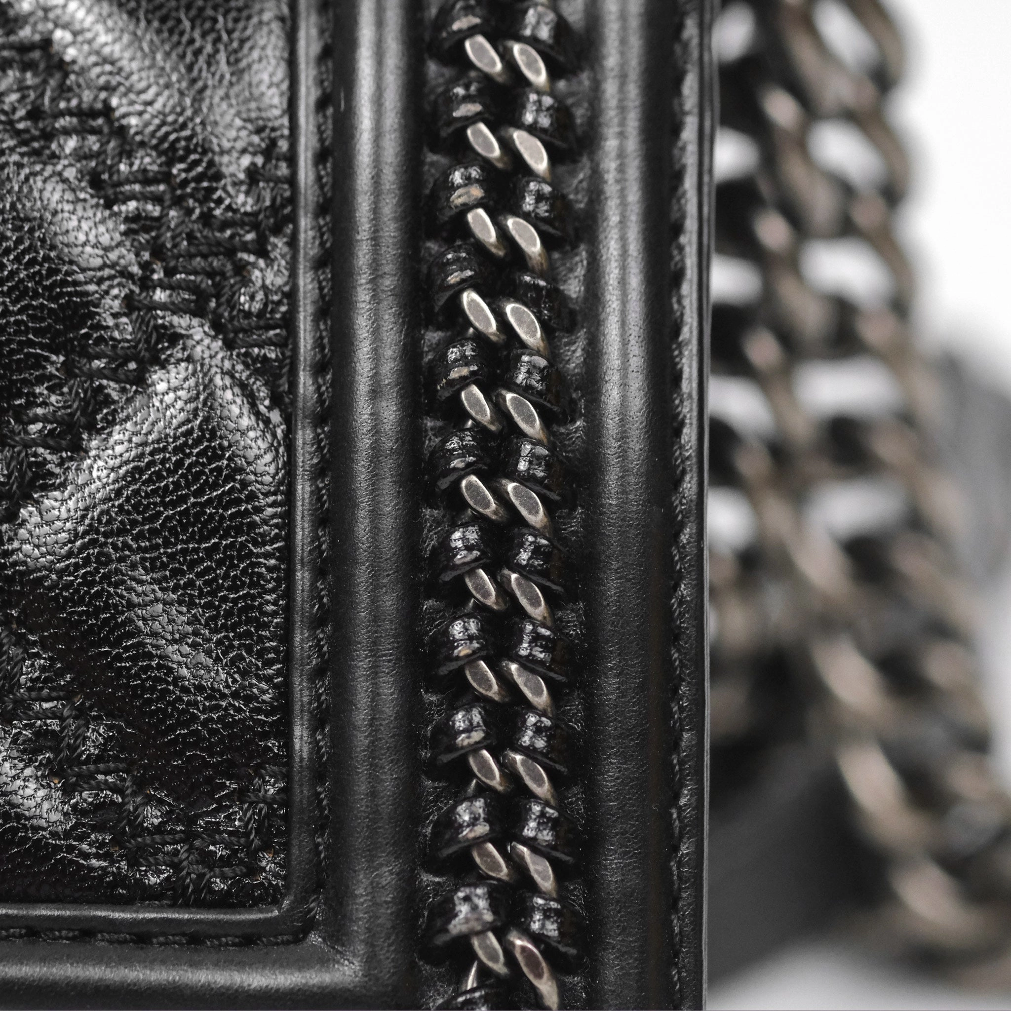Chanel Small Chain Around Top Handle Boy Black Calfskin Ruthenium Hardware