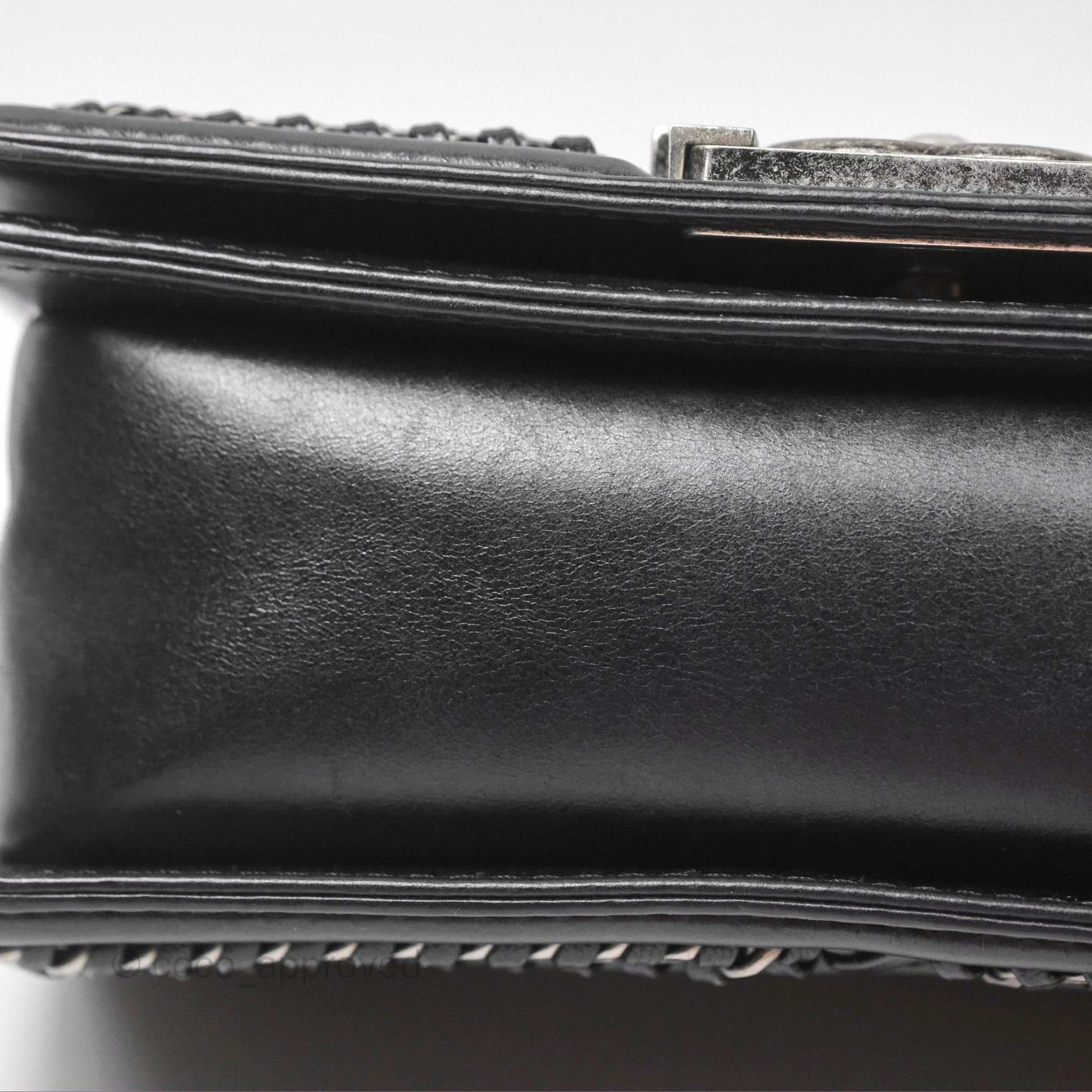 Chanel Small Chain Around Top Handle Boy Black Calfskin Ruthenium Hardware