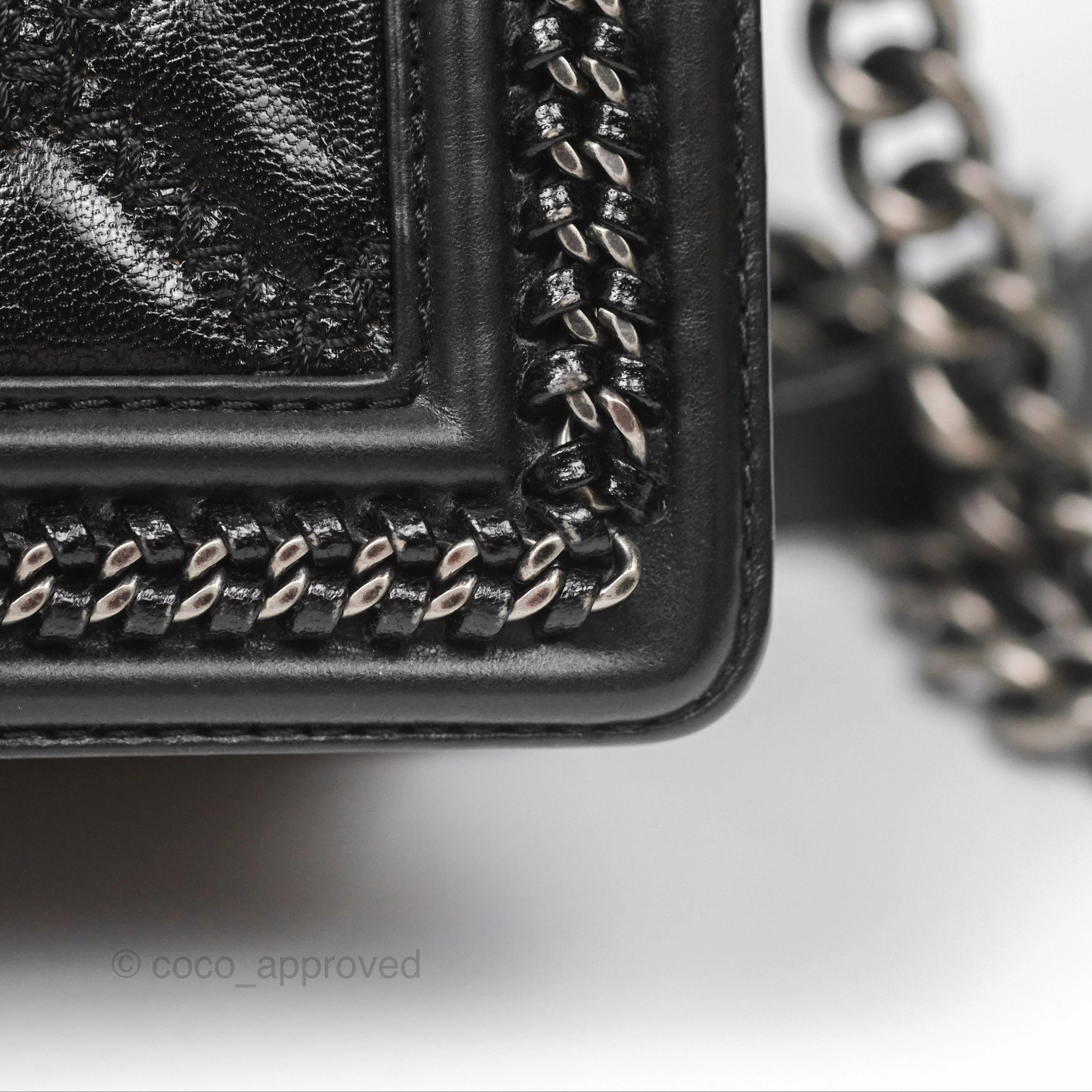 Chanel Small Chain Around Top Handle Boy Black Calfskin Ruthenium Hardware