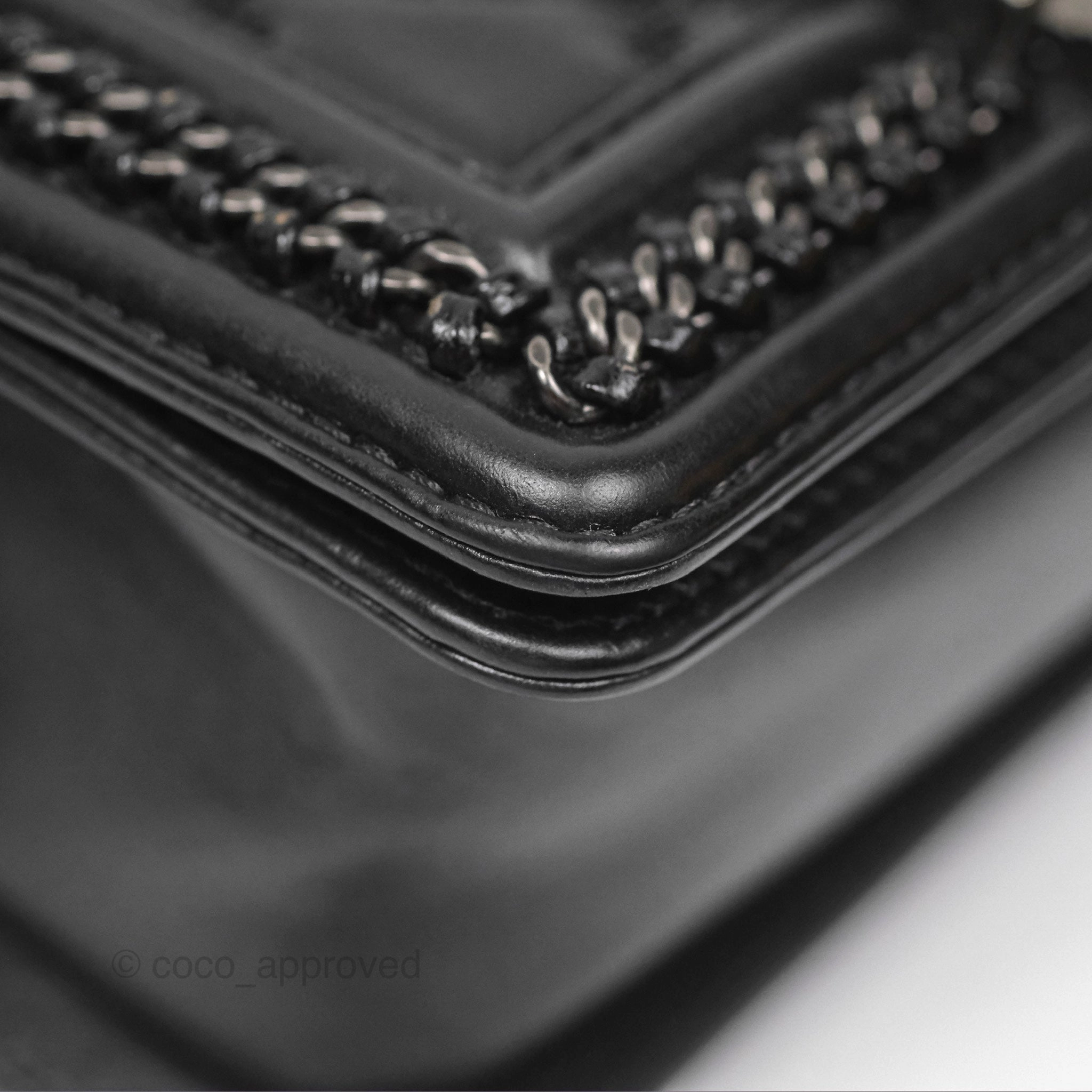 Chanel Small Chain Around Top Handle Boy Black Calfskin Ruthenium Hardware