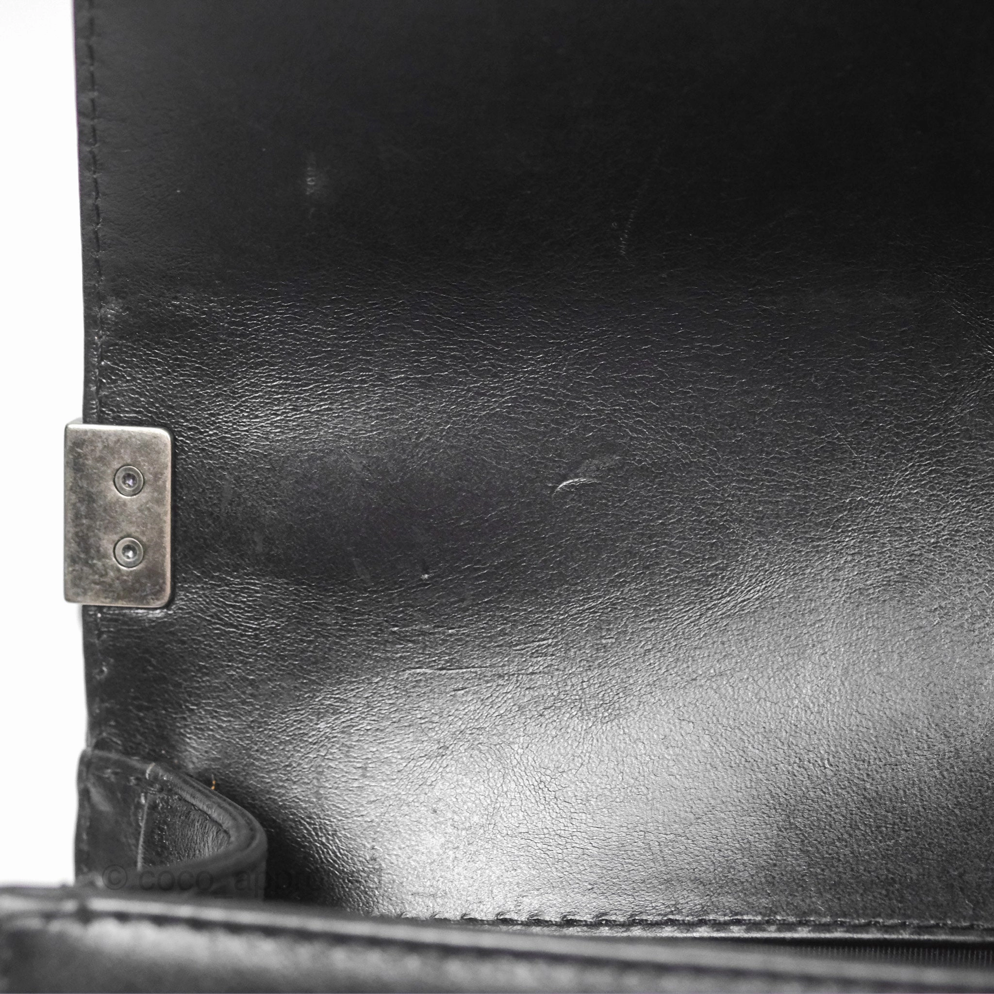 Chanel Small Chain Around Top Handle Boy Black Calfskin Ruthenium Hardware