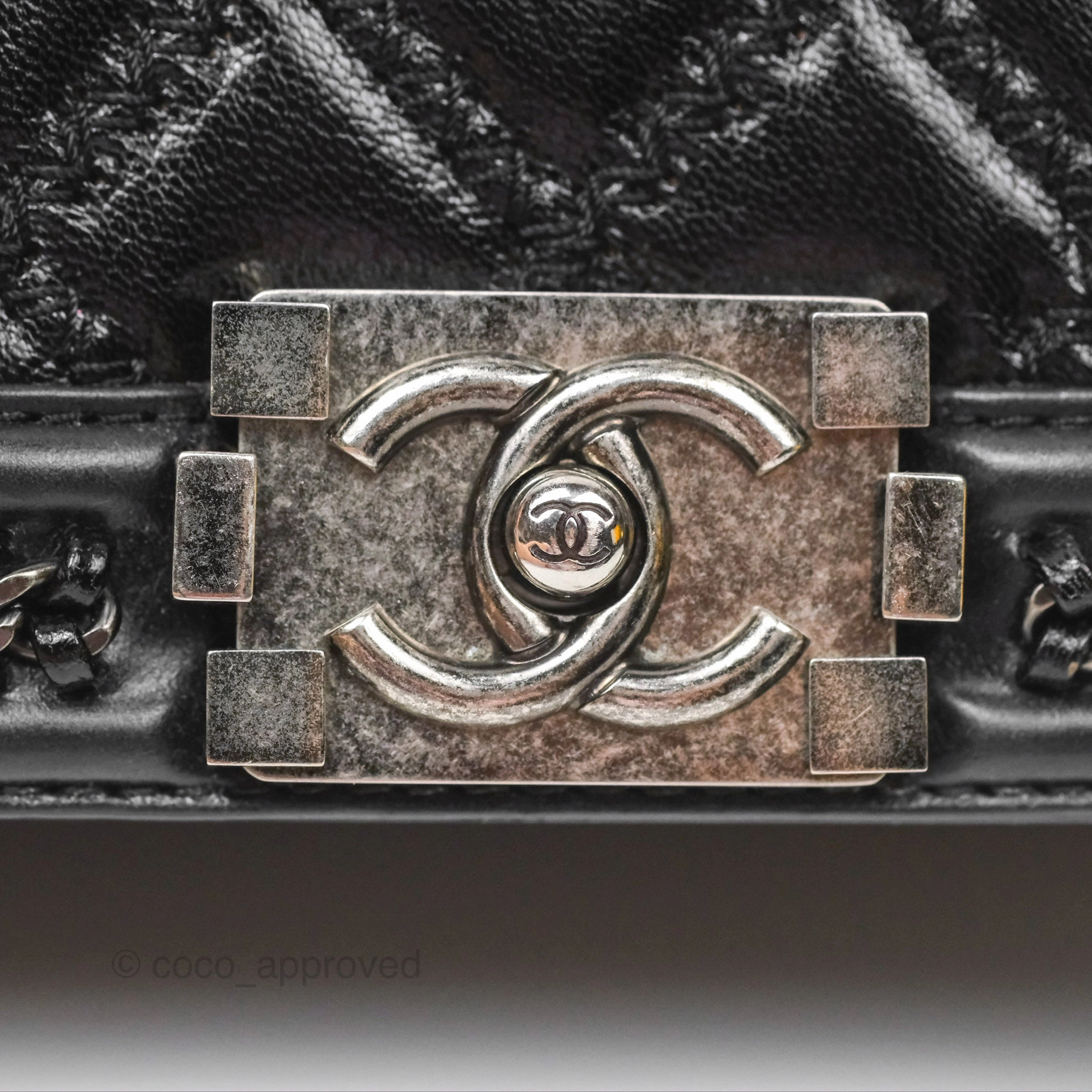 Chanel Small Chain Around Top Handle Boy Black Calfskin Ruthenium Hardware