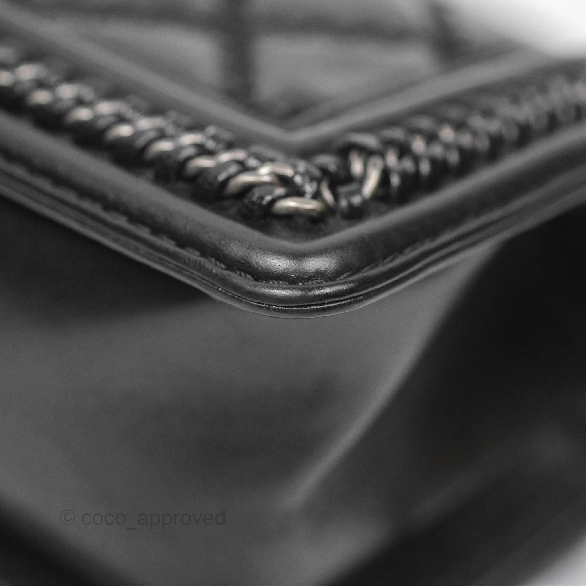 Chanel Small Chain Around Top Handle Boy Black Calfskin Ruthenium Hardware