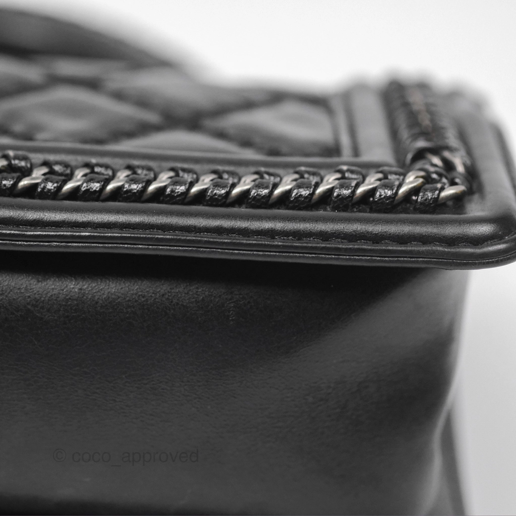 Chanel Small Chain Around Top Handle Boy Black Calfskin Ruthenium Hardware