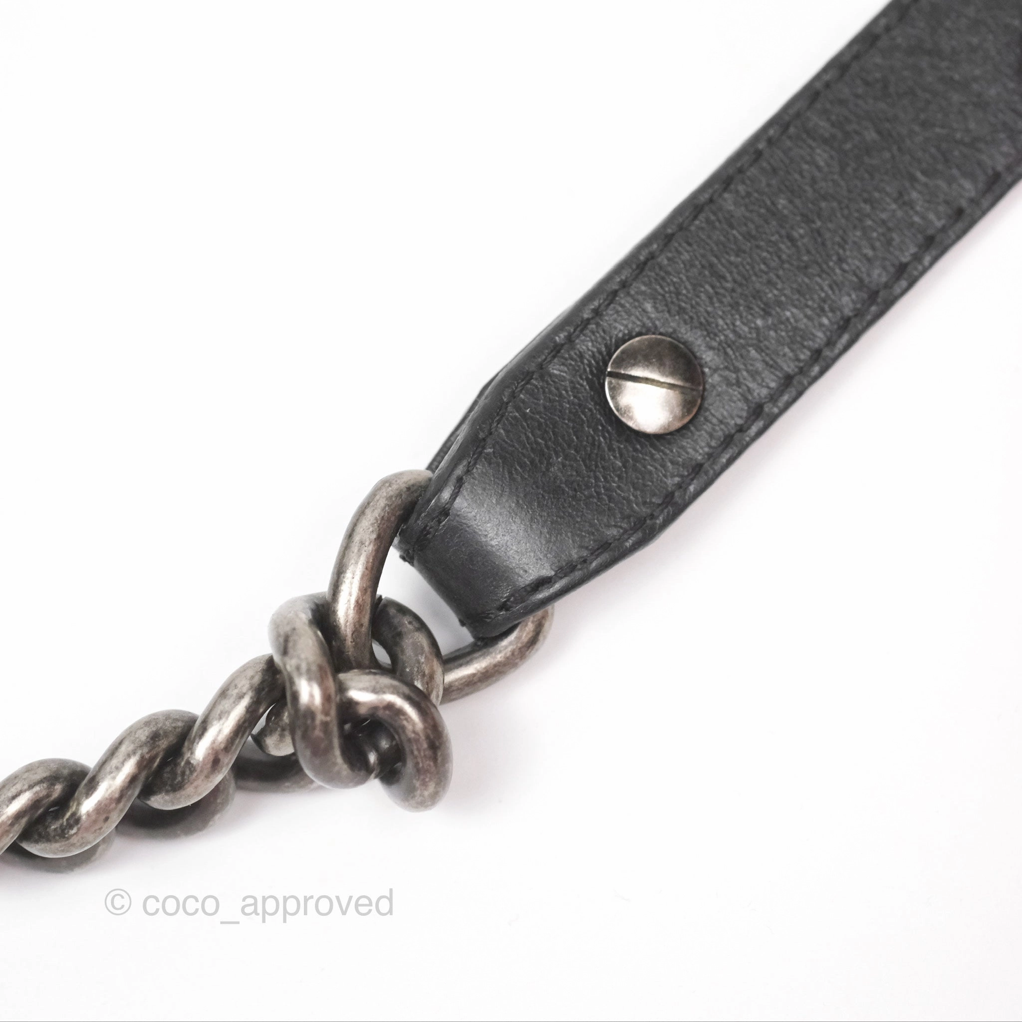 Chanel Small Chain Around Top Handle Boy Black Calfskin Ruthenium Hardware