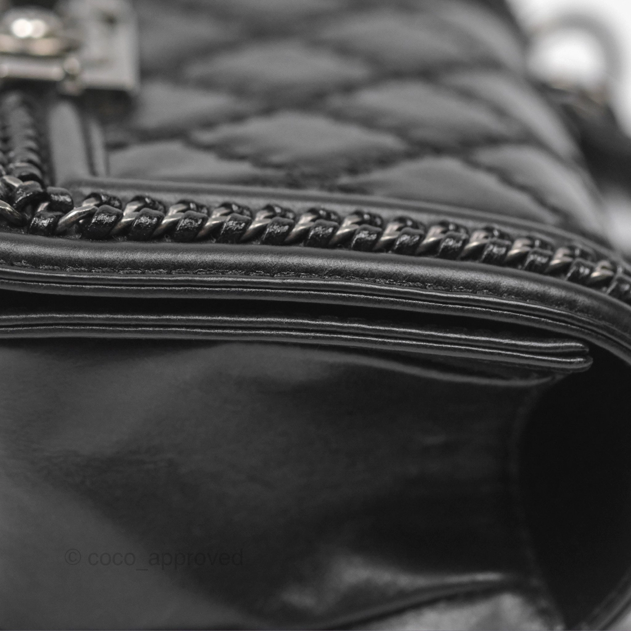 Chanel Small Chain Around Top Handle Boy Black Calfskin Ruthenium Hardware