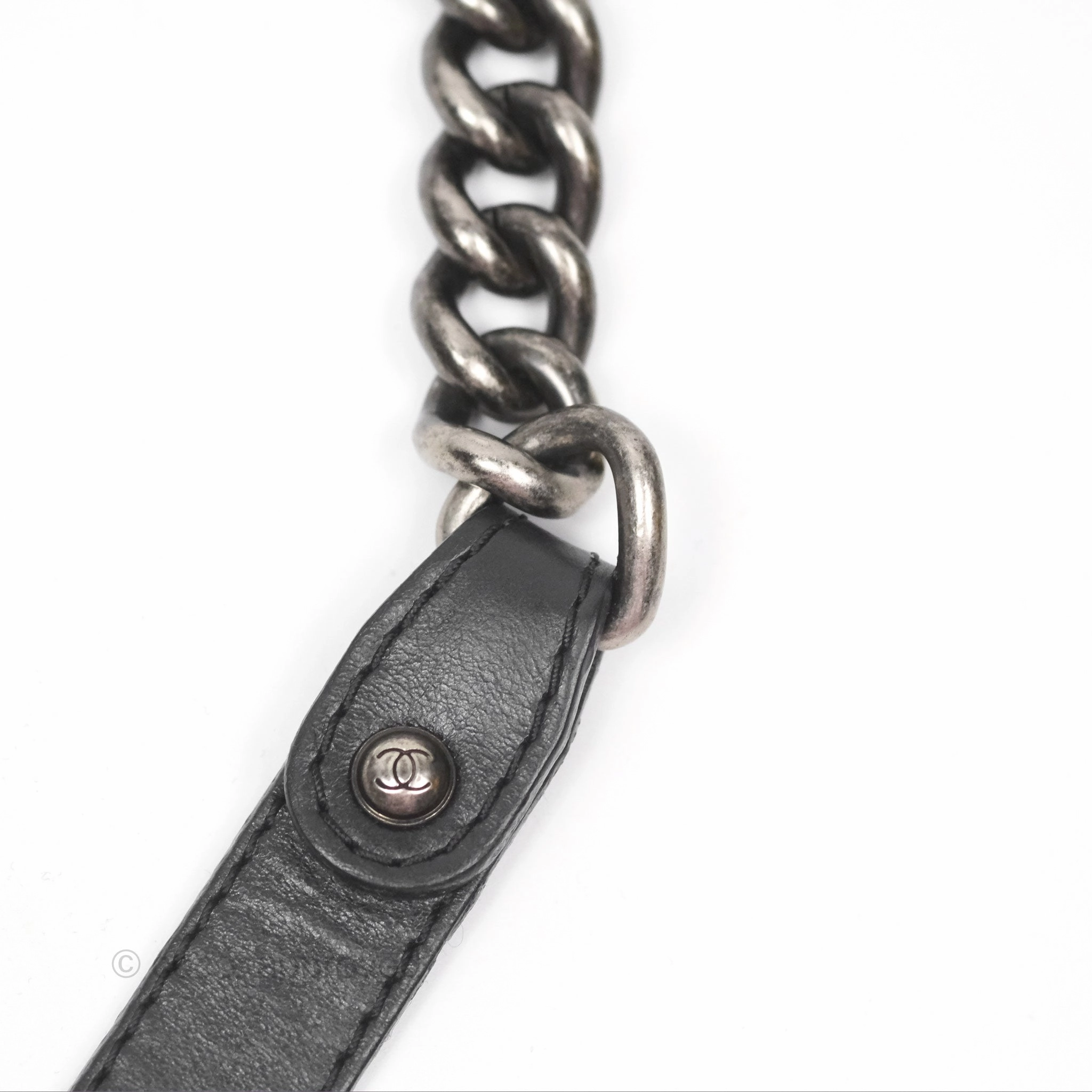 Chanel Small Chain Around Top Handle Boy Black Calfskin Ruthenium Hardware