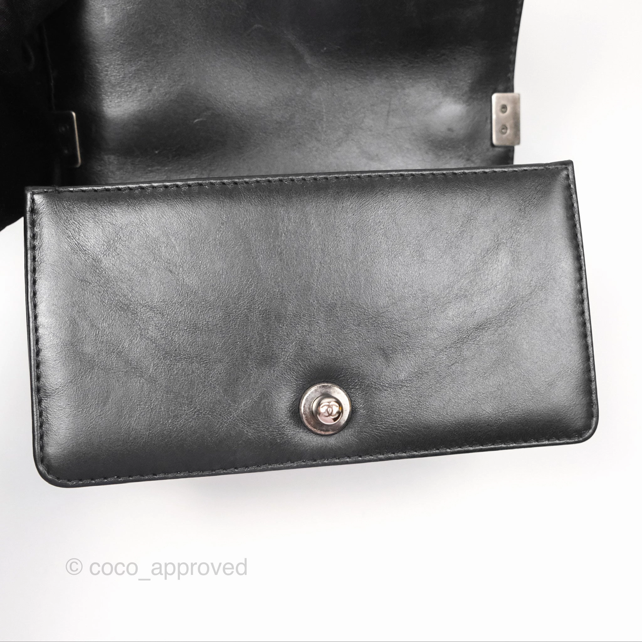 Chanel Small Chain Around Top Handle Boy Black Calfskin Ruthenium Hardware
