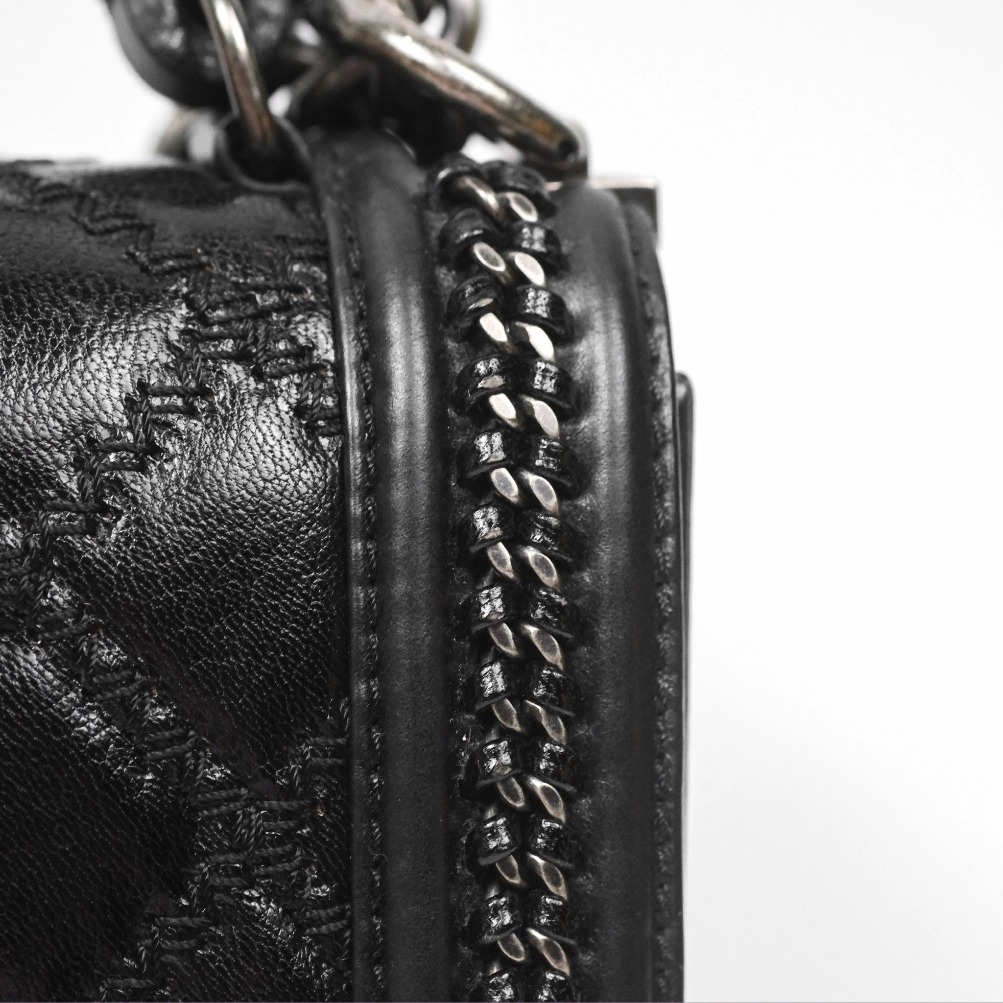 Chanel Small Chain Around Top Handle Boy Black Calfskin Ruthenium Hardware