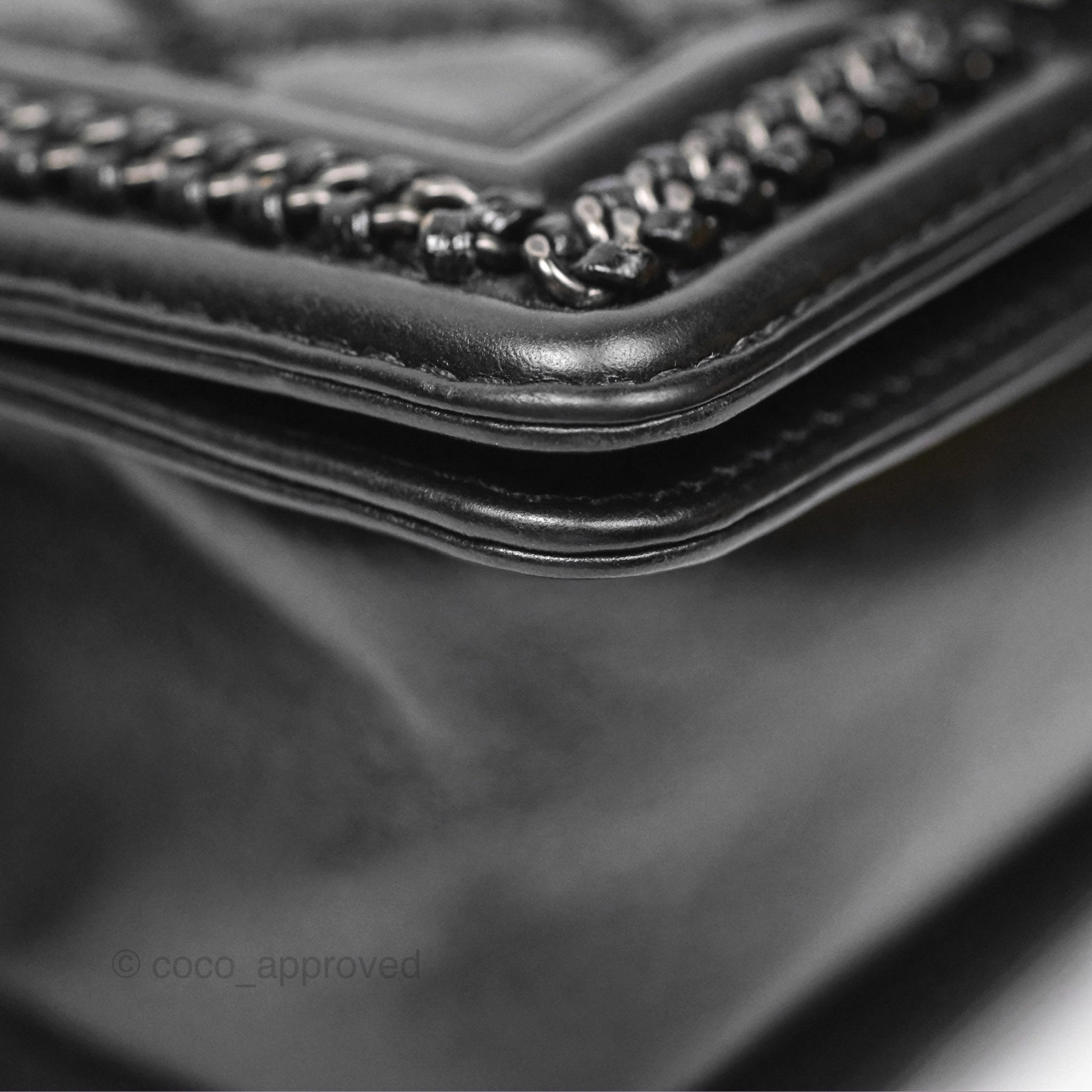 Chanel Small Chain Around Top Handle Boy Black Calfskin Ruthenium Hardware