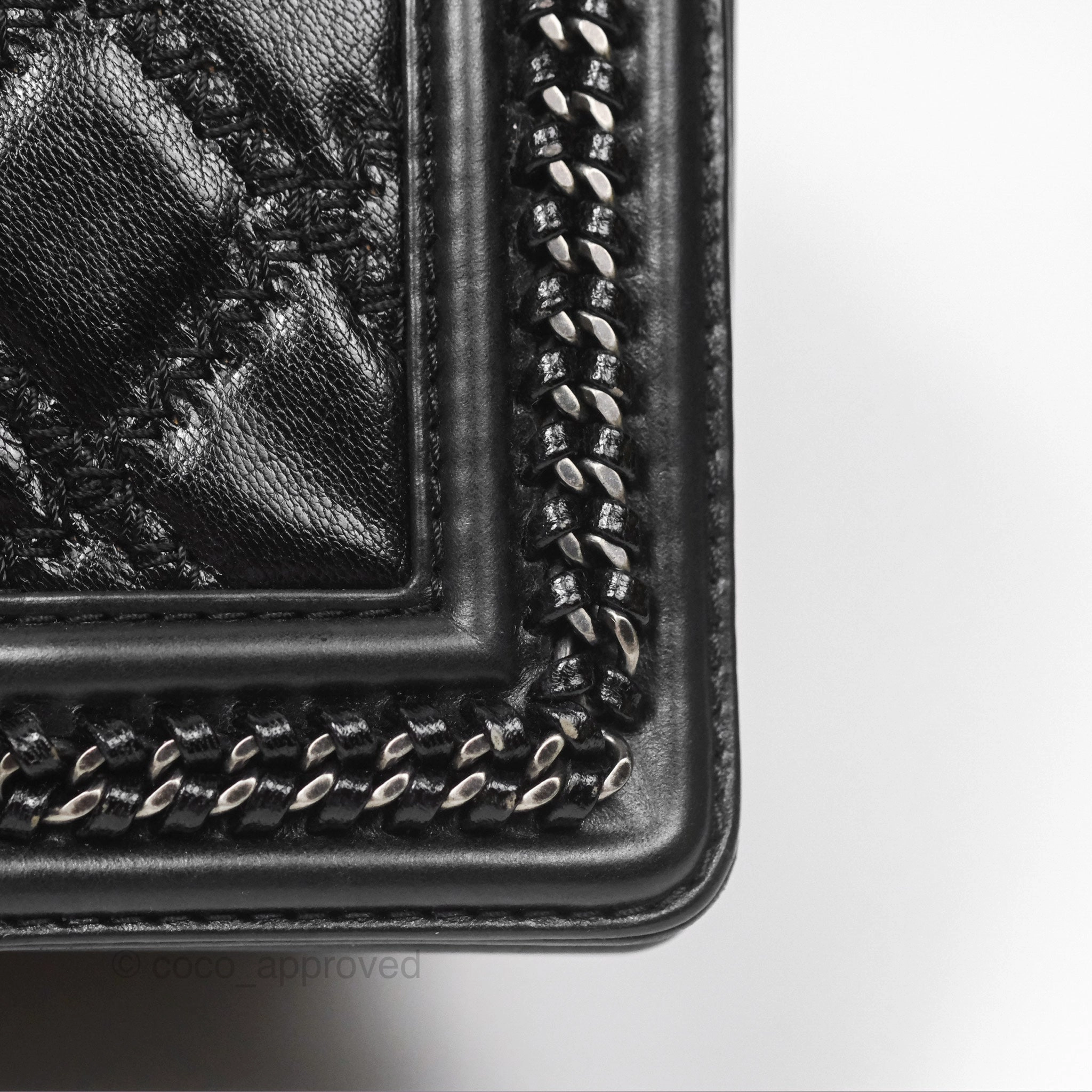 Chanel Small Chain Around Top Handle Boy Black Calfskin Ruthenium Hardware