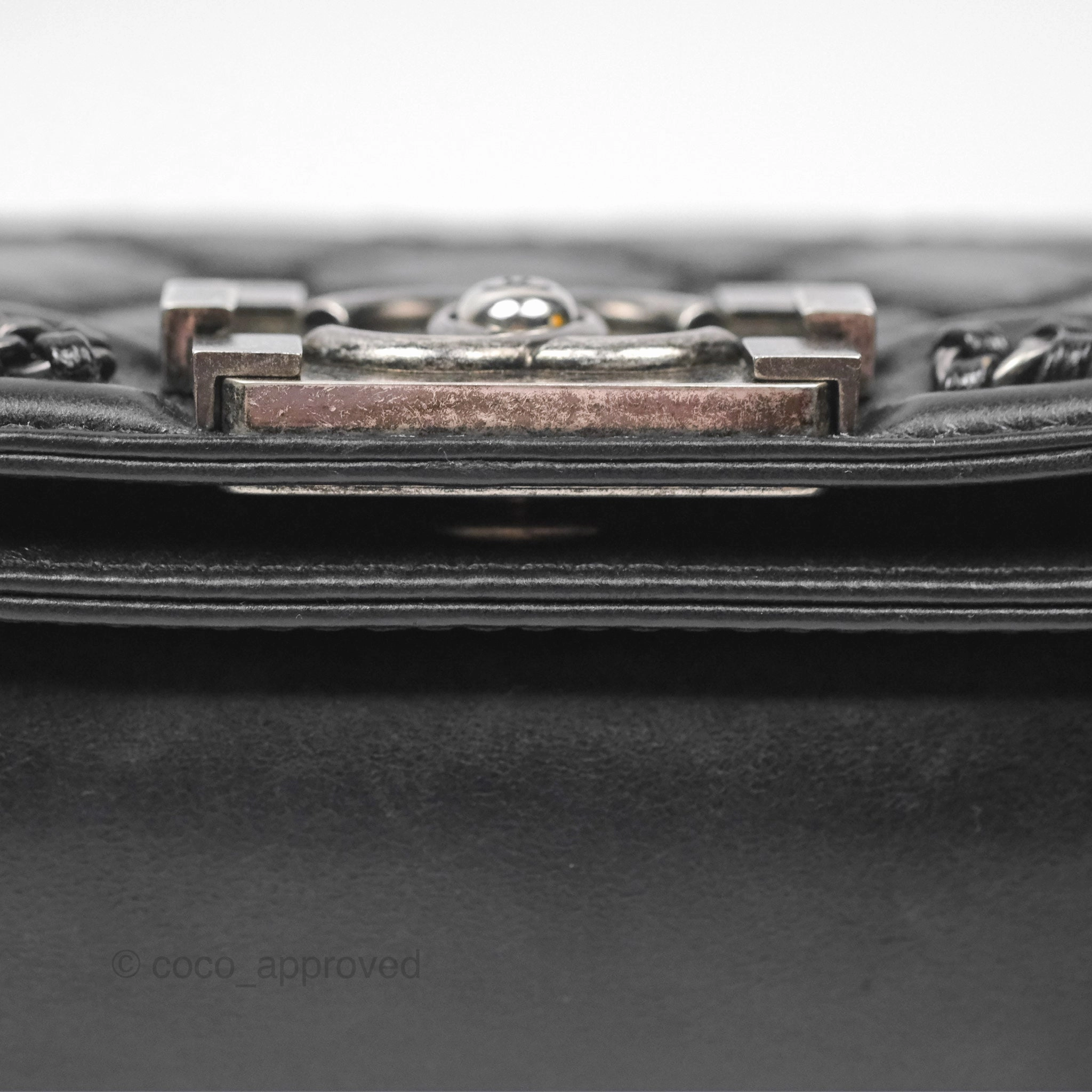 Chanel Small Chain Around Top Handle Boy Black Calfskin Ruthenium Hardware