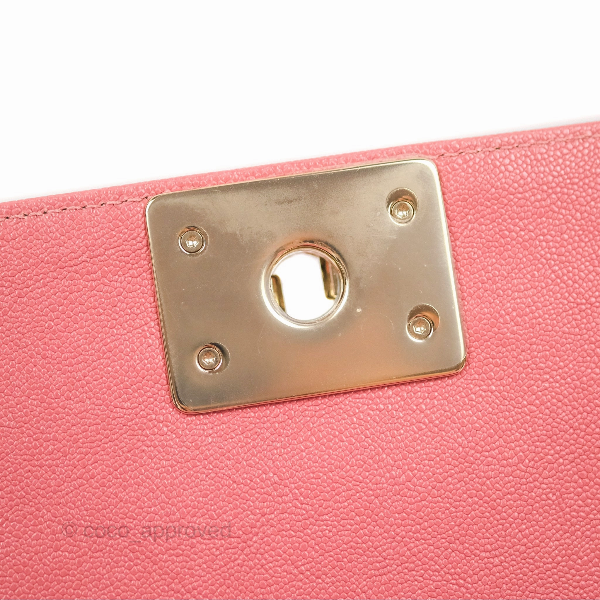 Chanel Small Chevron Boy Pink Caviar Gold Hardware