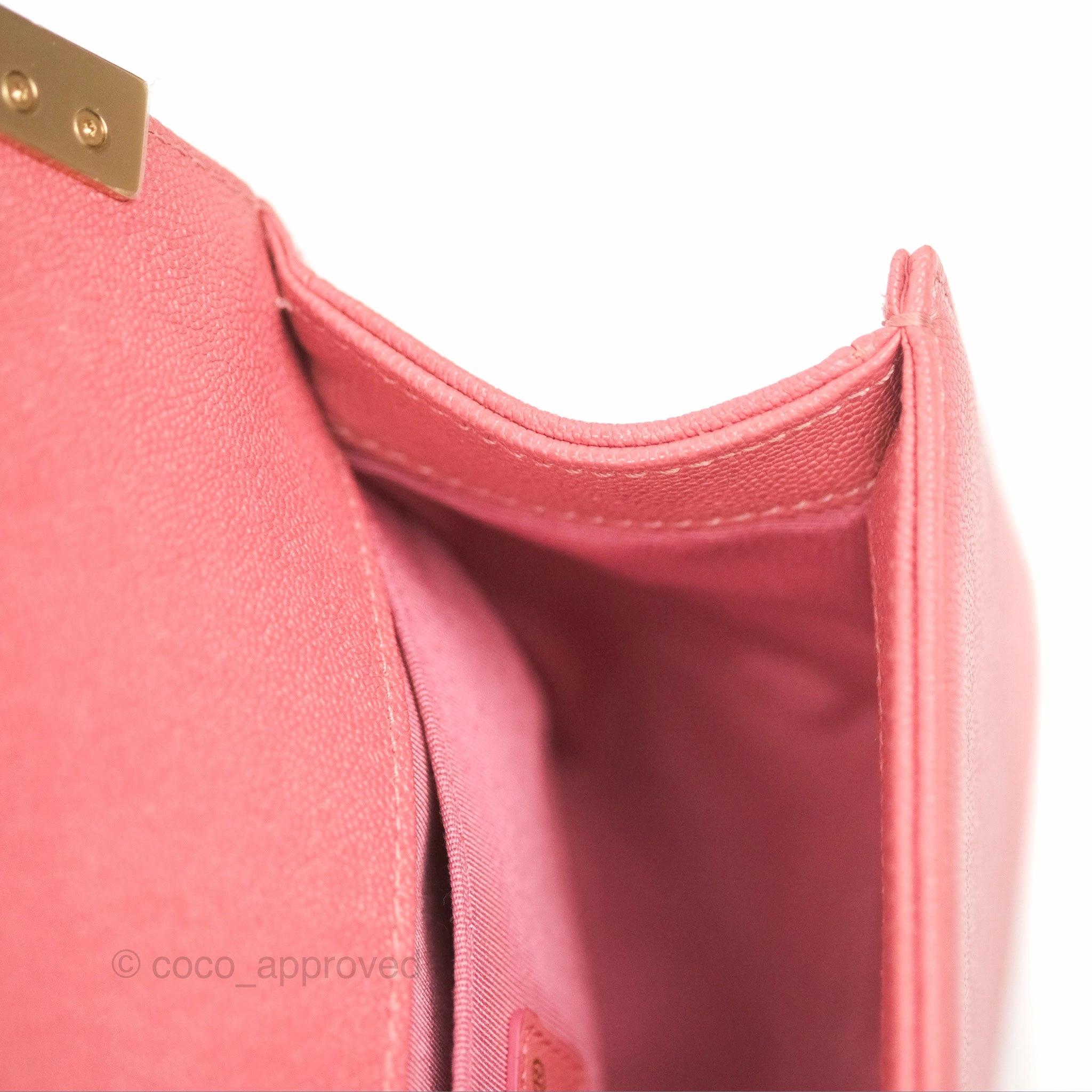 Chanel Small Chevron Boy Pink Caviar Gold Hardware