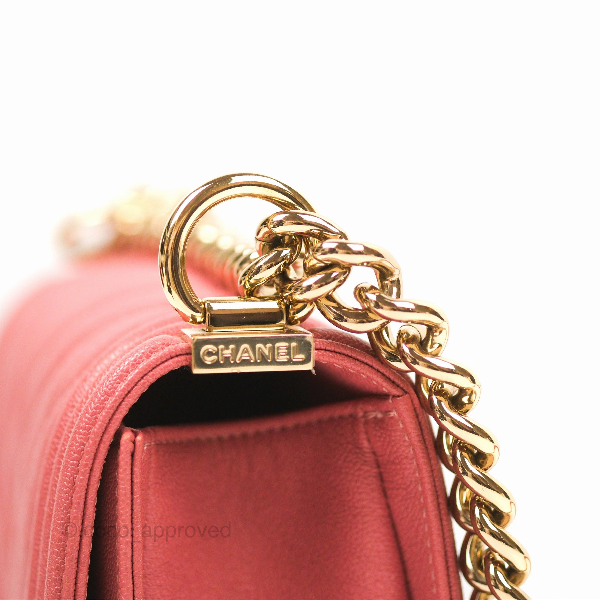 Chanel Small Chevron Boy Pink Caviar Gold Hardware
