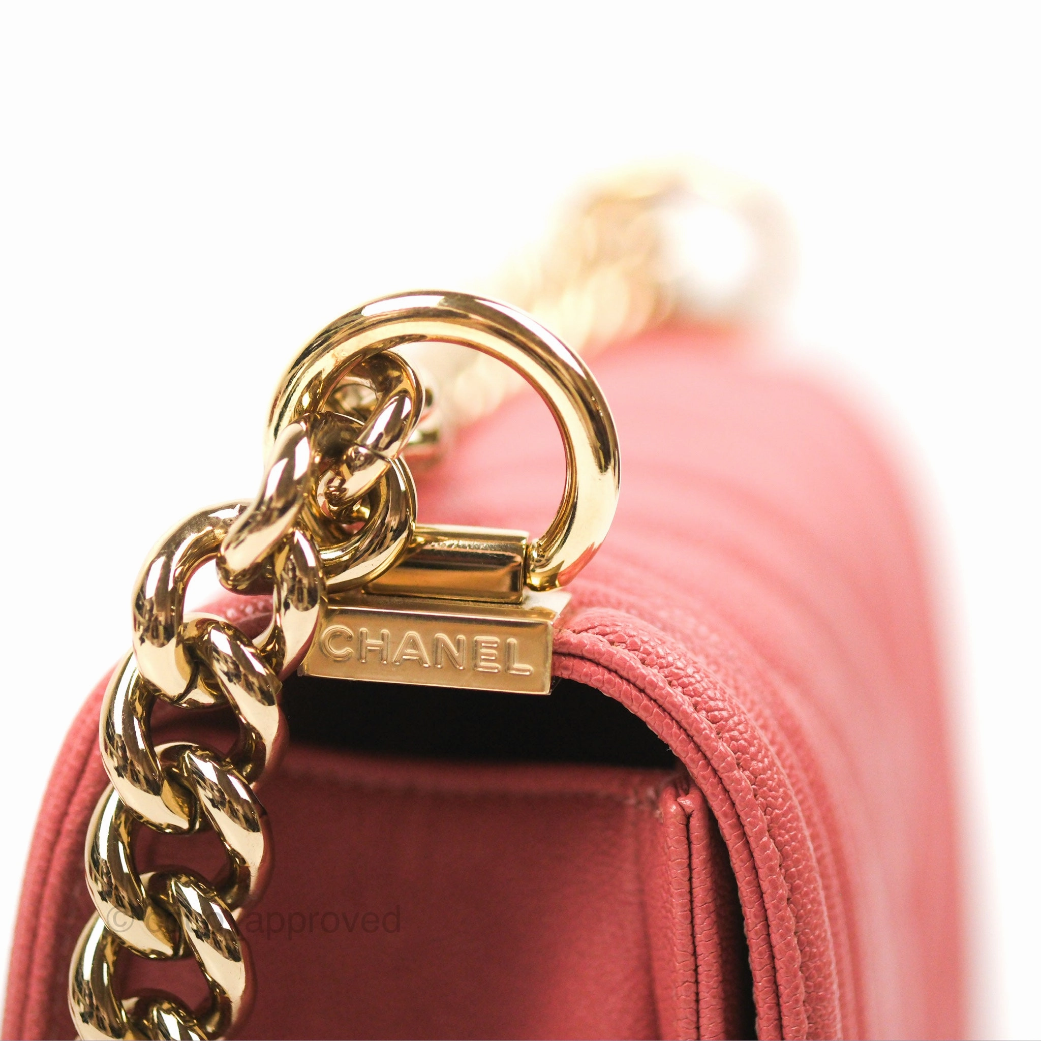 Chanel Small Chevron Boy Pink Caviar Gold Hardware