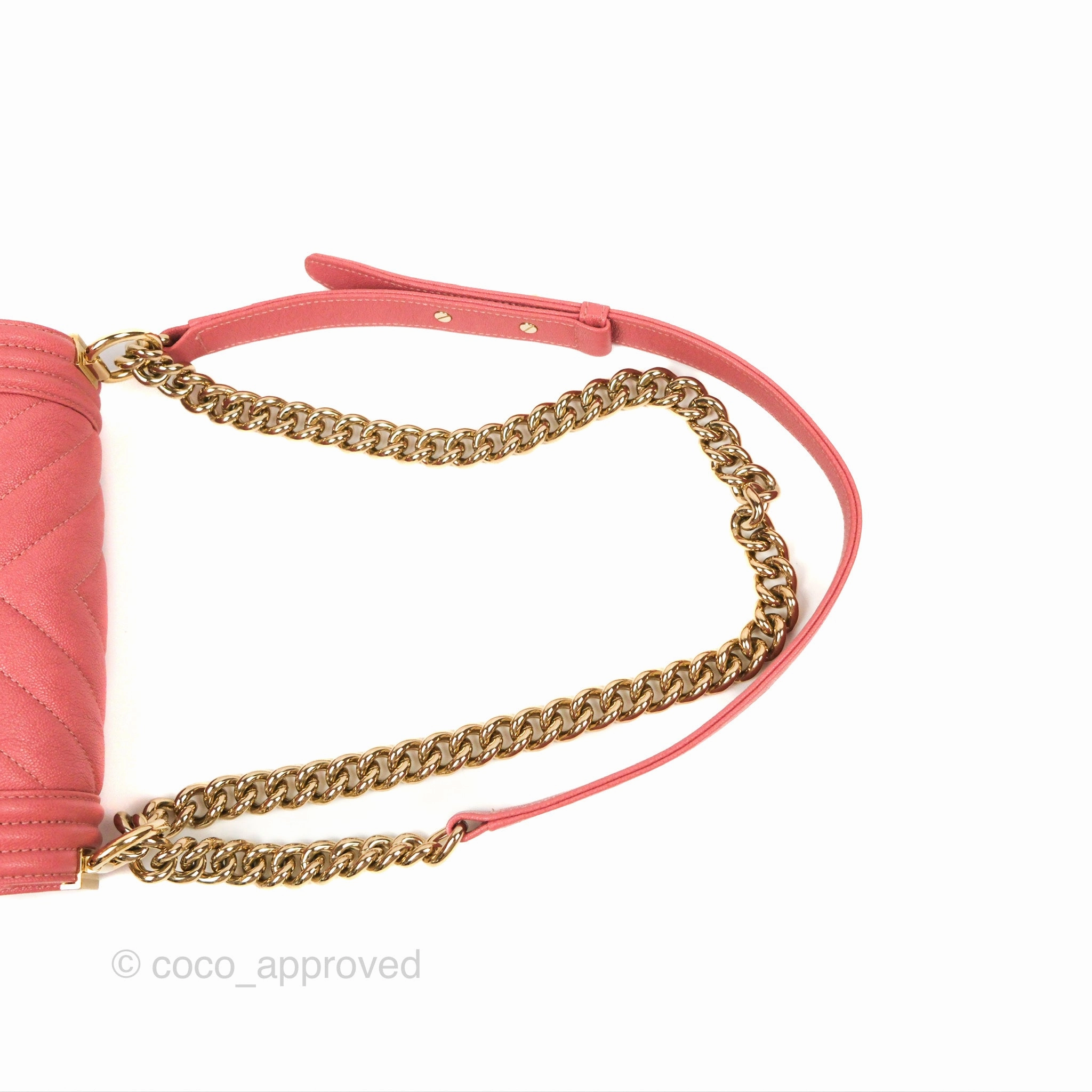 Chanel Small Chevron Boy Pink Caviar Gold Hardware