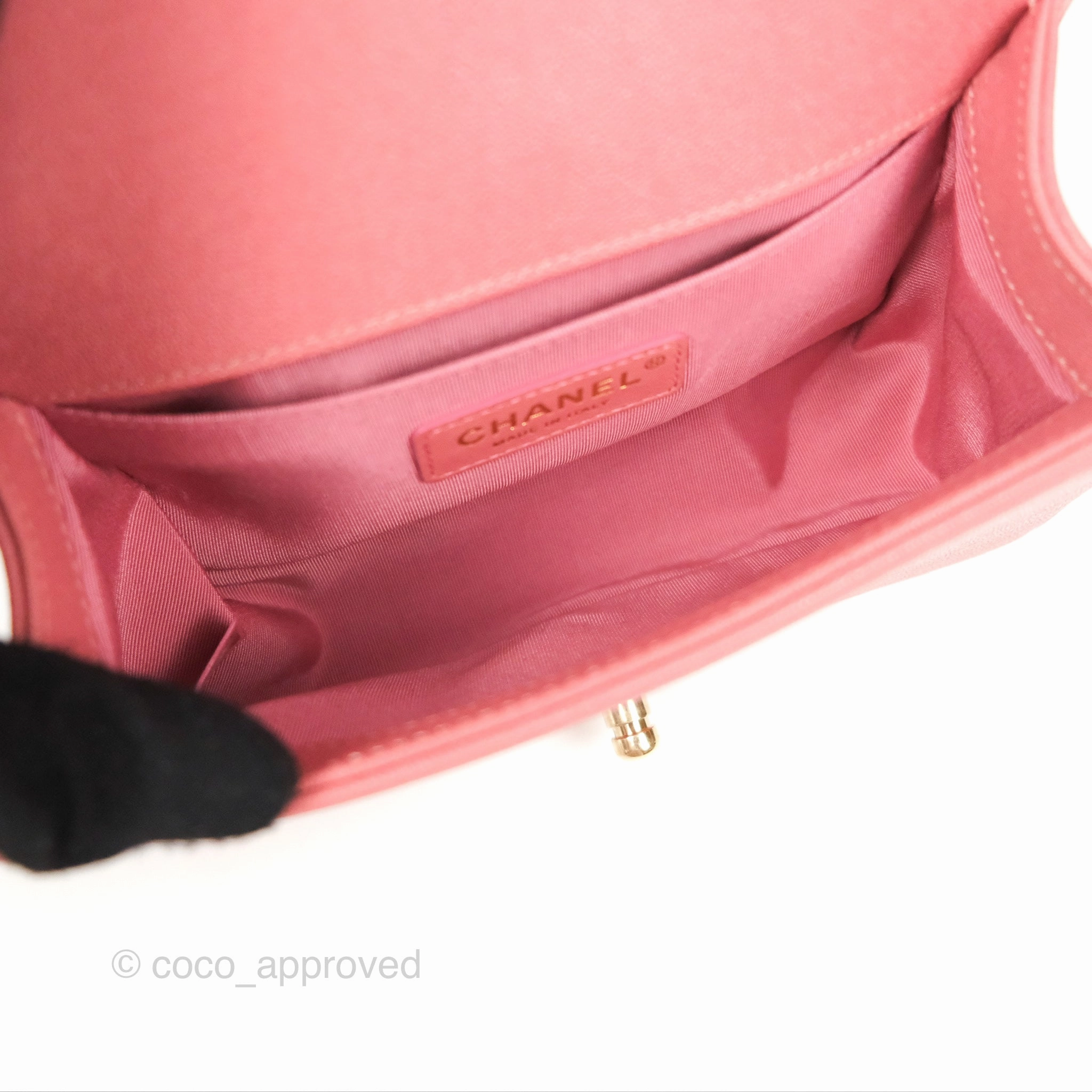 Chanel Small Chevron Boy Pink Caviar Gold Hardware