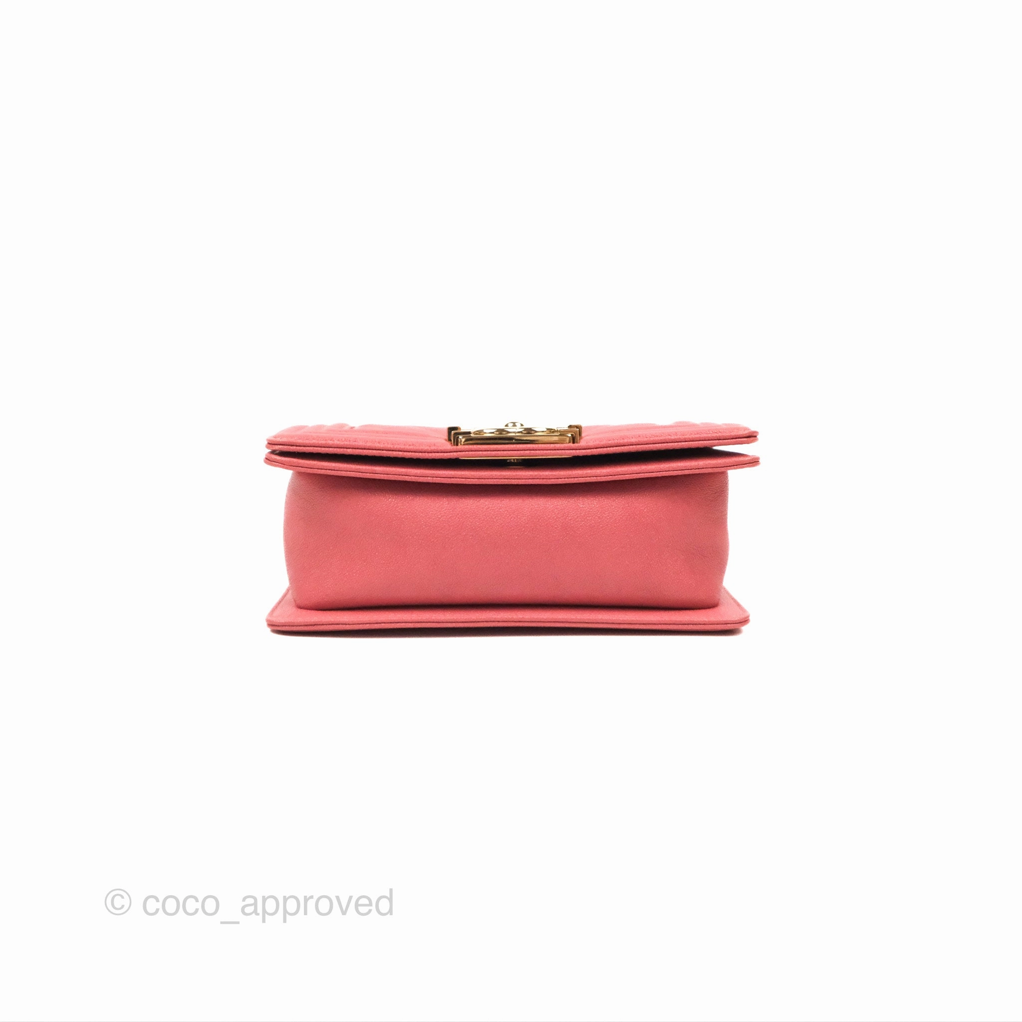 Chanel Small Chevron Boy Pink Caviar Gold Hardware