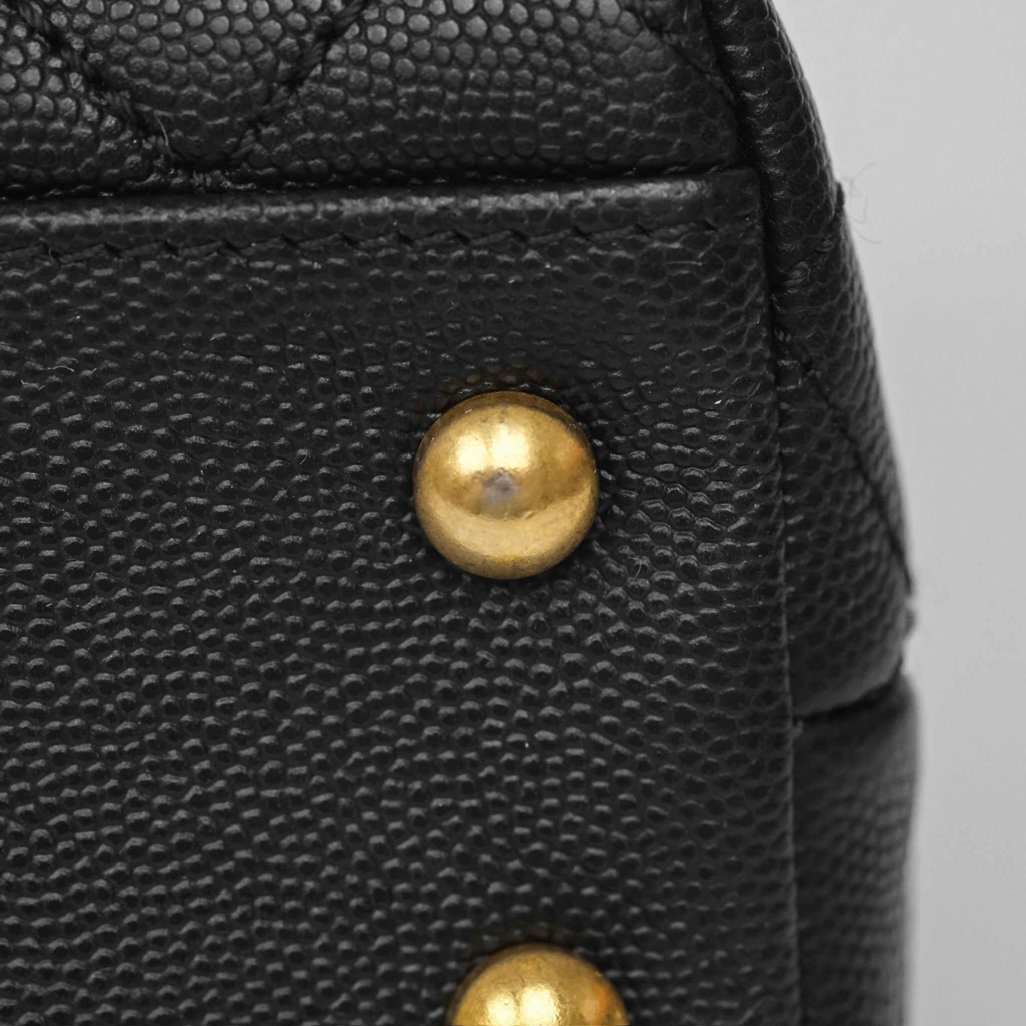 Chanel Small Coco Handle Black Caviar Gold Hardware Lizard Embossed Handle