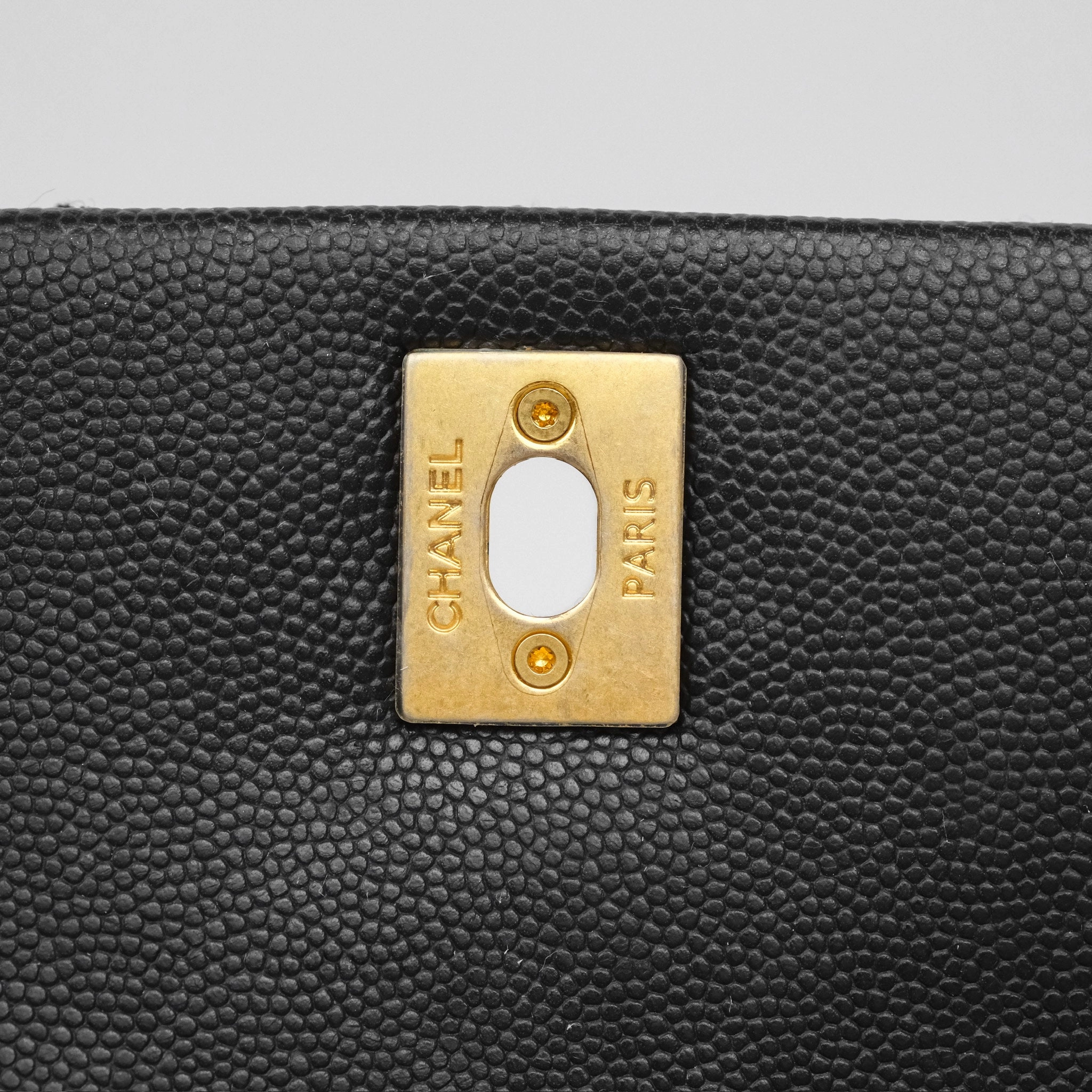 Chanel Small Coco Handle Black Caviar Gold Hardware Lizard Embossed Handle