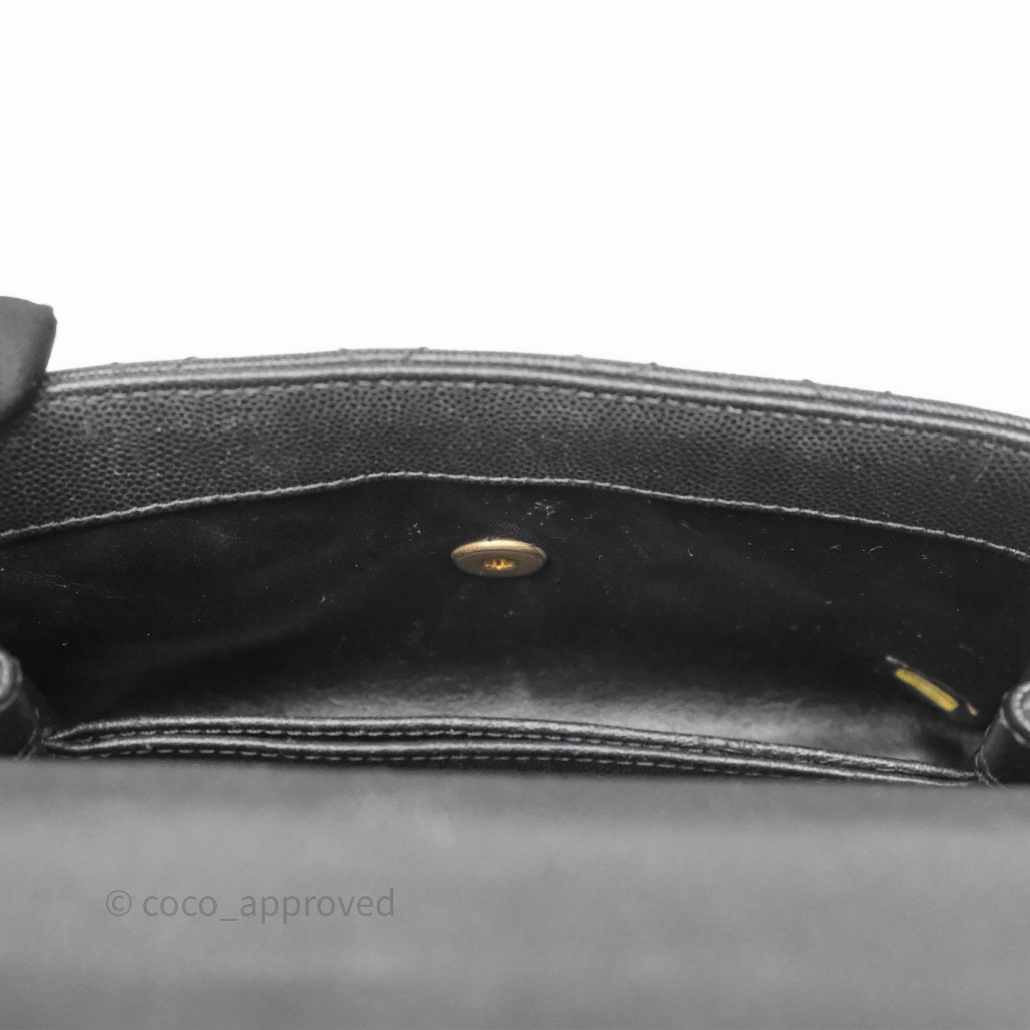 Chanel Small Coco Handle Black Caviar Gold Hardware Lizard Embossed Handle