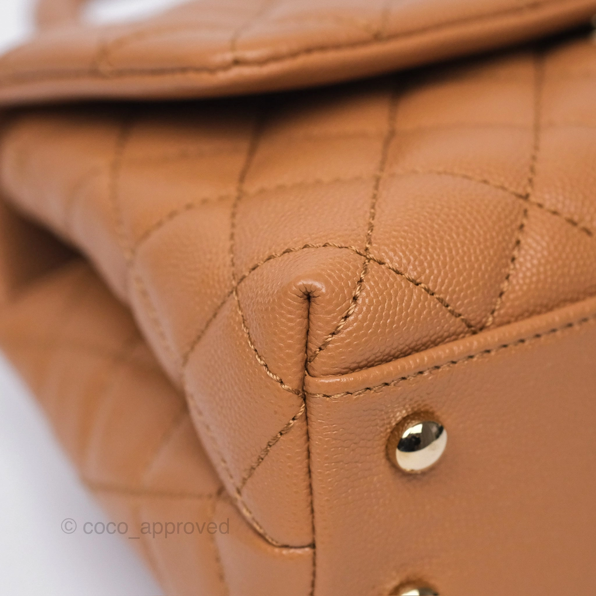 Chanel Small Coco Handle Caramel Beige Caviar Gold Hardware
