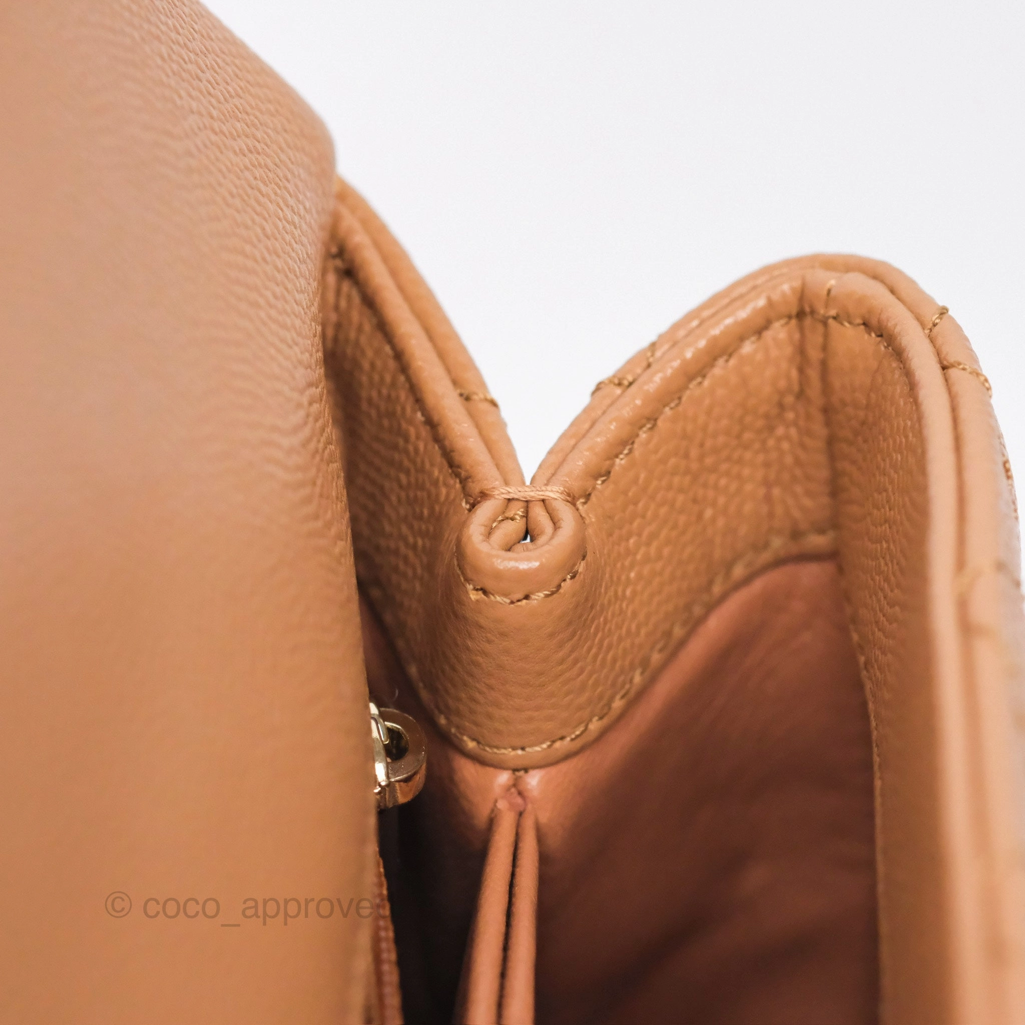 Chanel Small Coco Handle Caramel Beige Caviar Gold Hardware