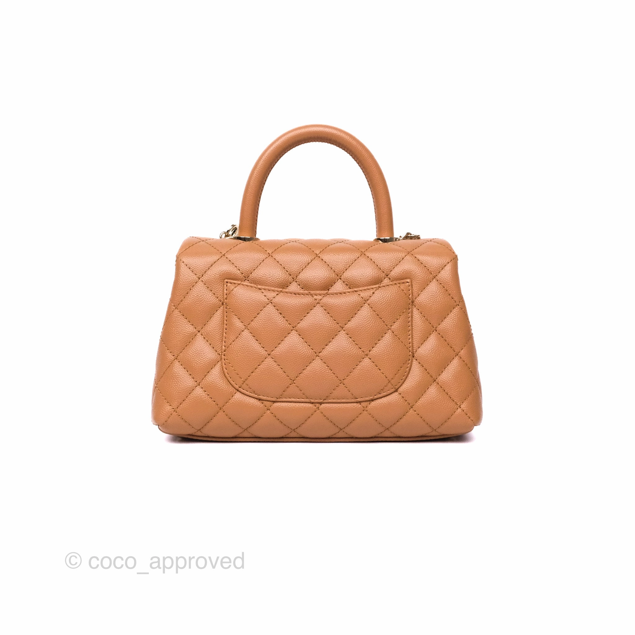 Chanel Small Coco Handle Caramel Beige Caviar Gold Hardware