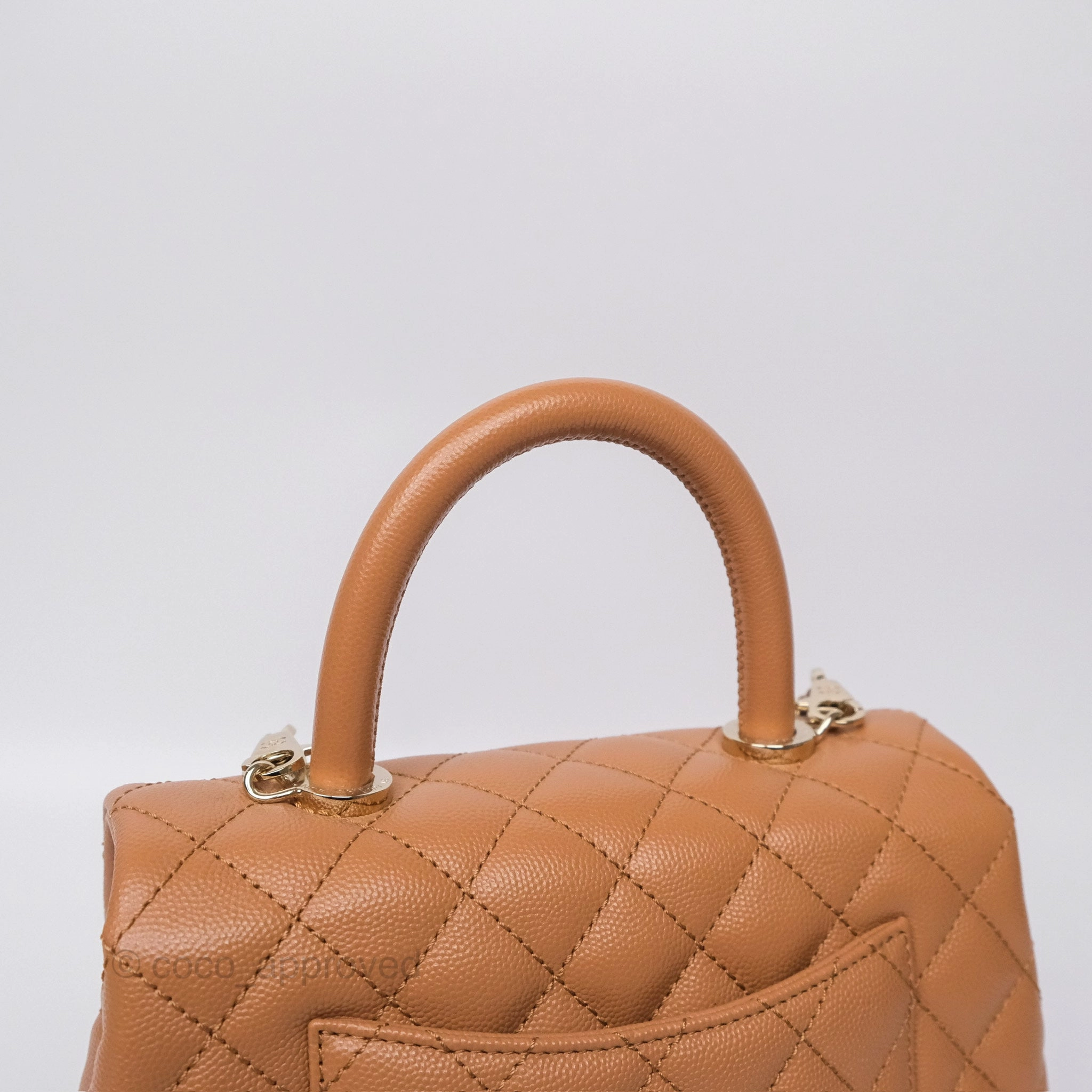 Chanel Small Coco Handle Caramel Beige Caviar Gold Hardware