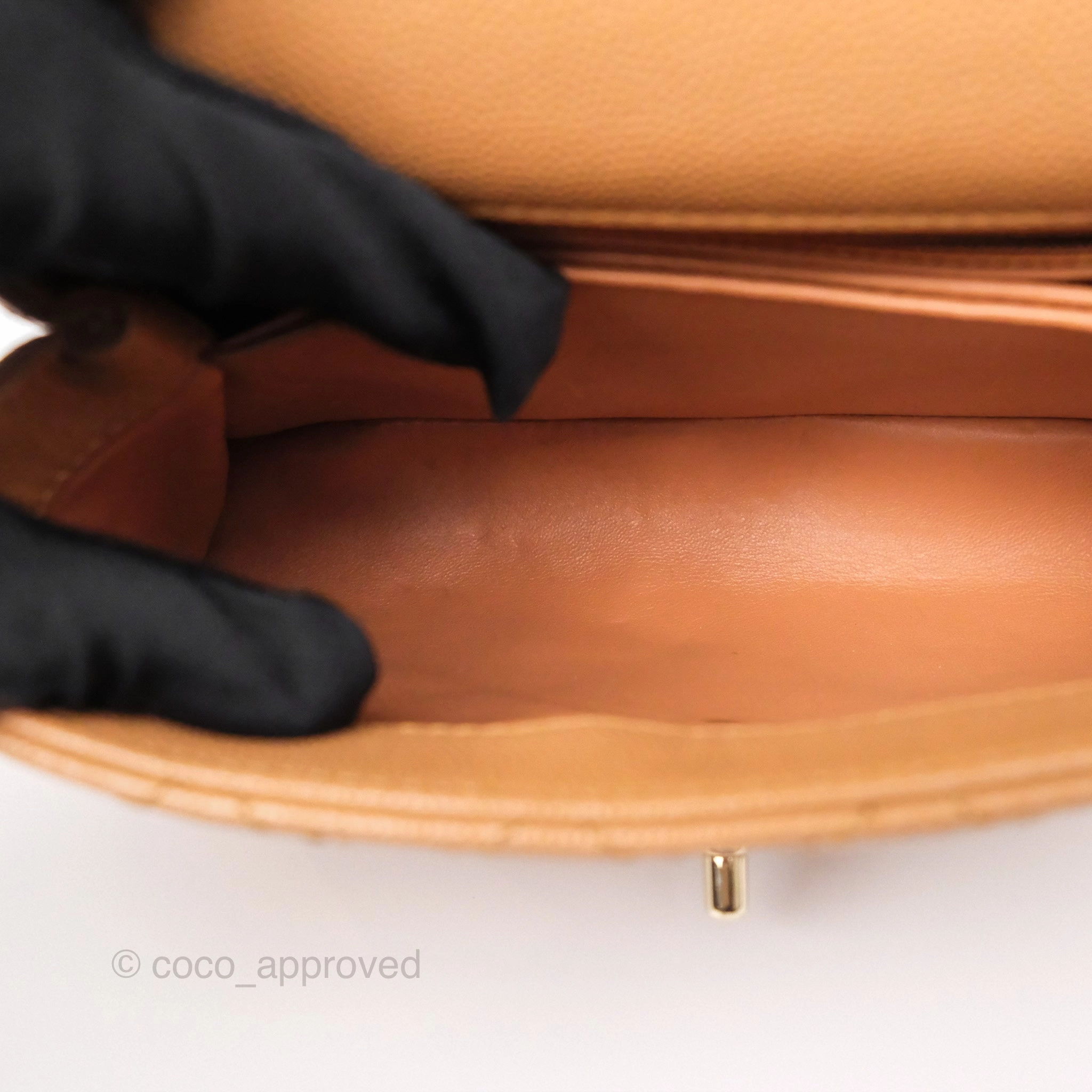 Chanel Small Coco Handle Caramel Beige Caviar Gold Hardware