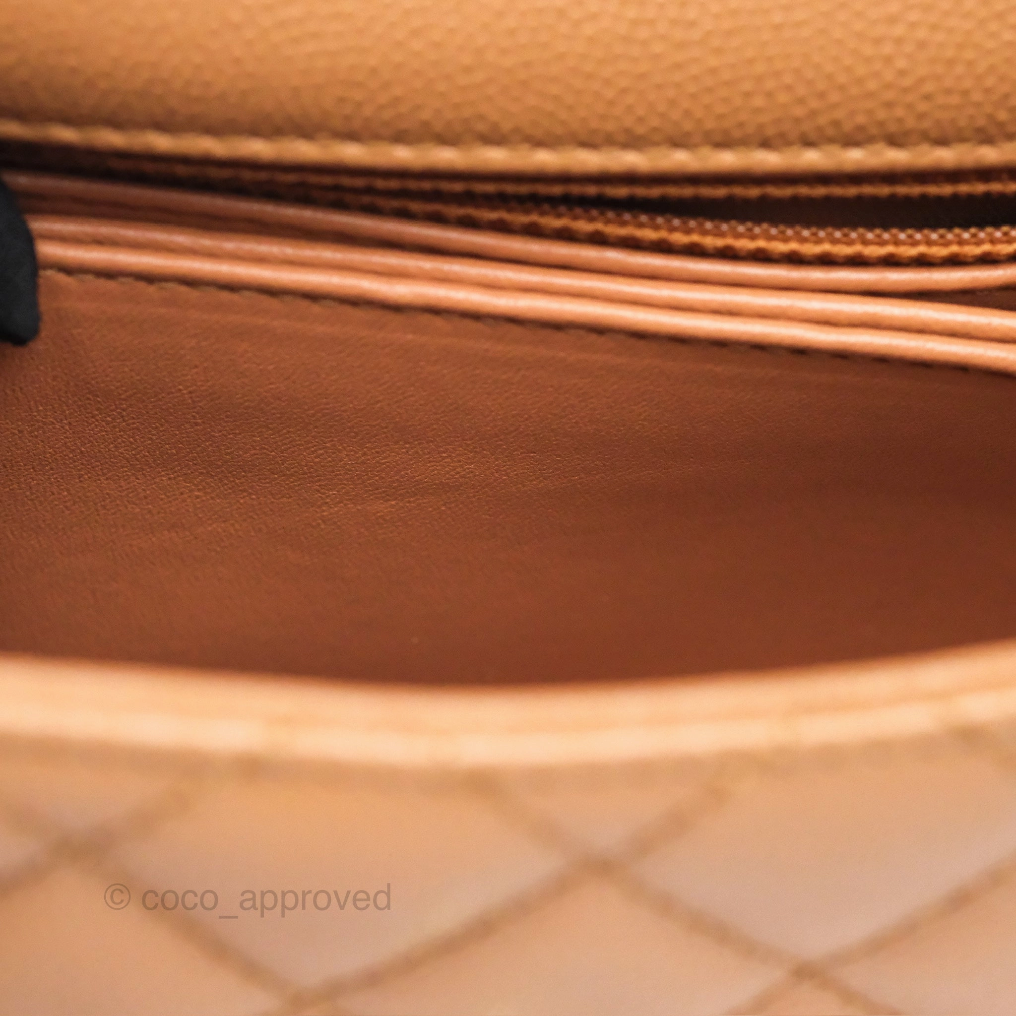 Chanel Small Coco Handle Caramel Beige Caviar Gold Hardware