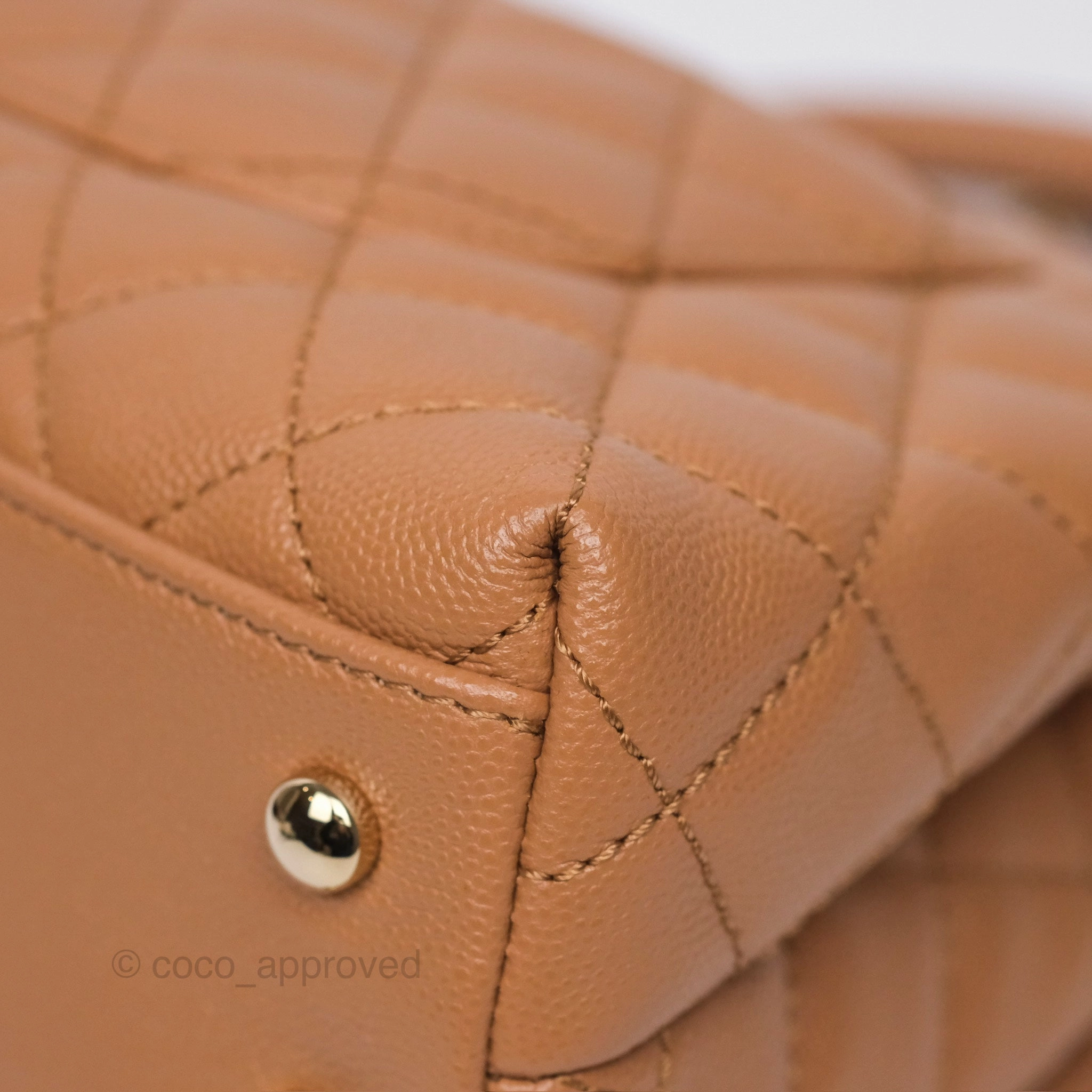 Chanel Small Coco Handle Caramel Beige Caviar Gold Hardware