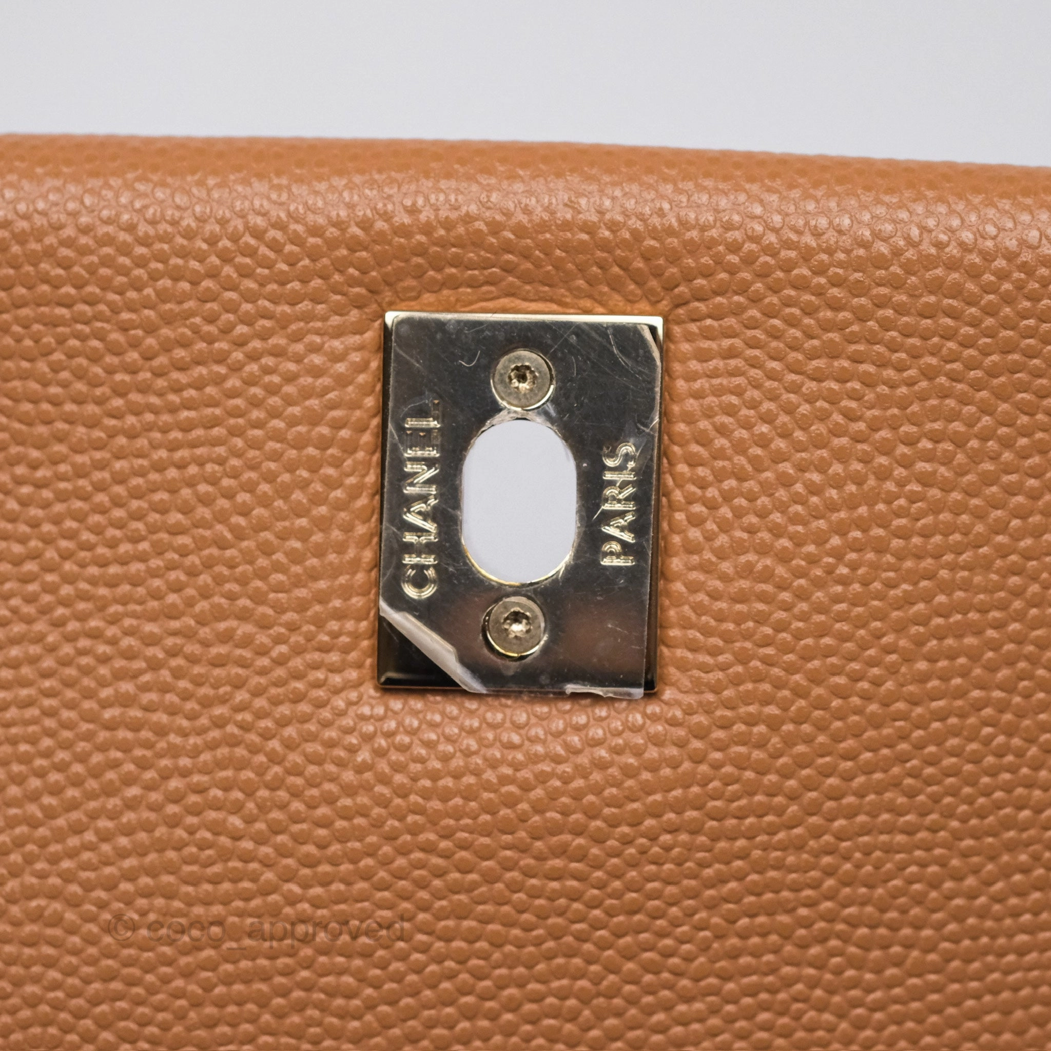 Chanel Small Coco Handle Caramel Beige Caviar Gold Hardware