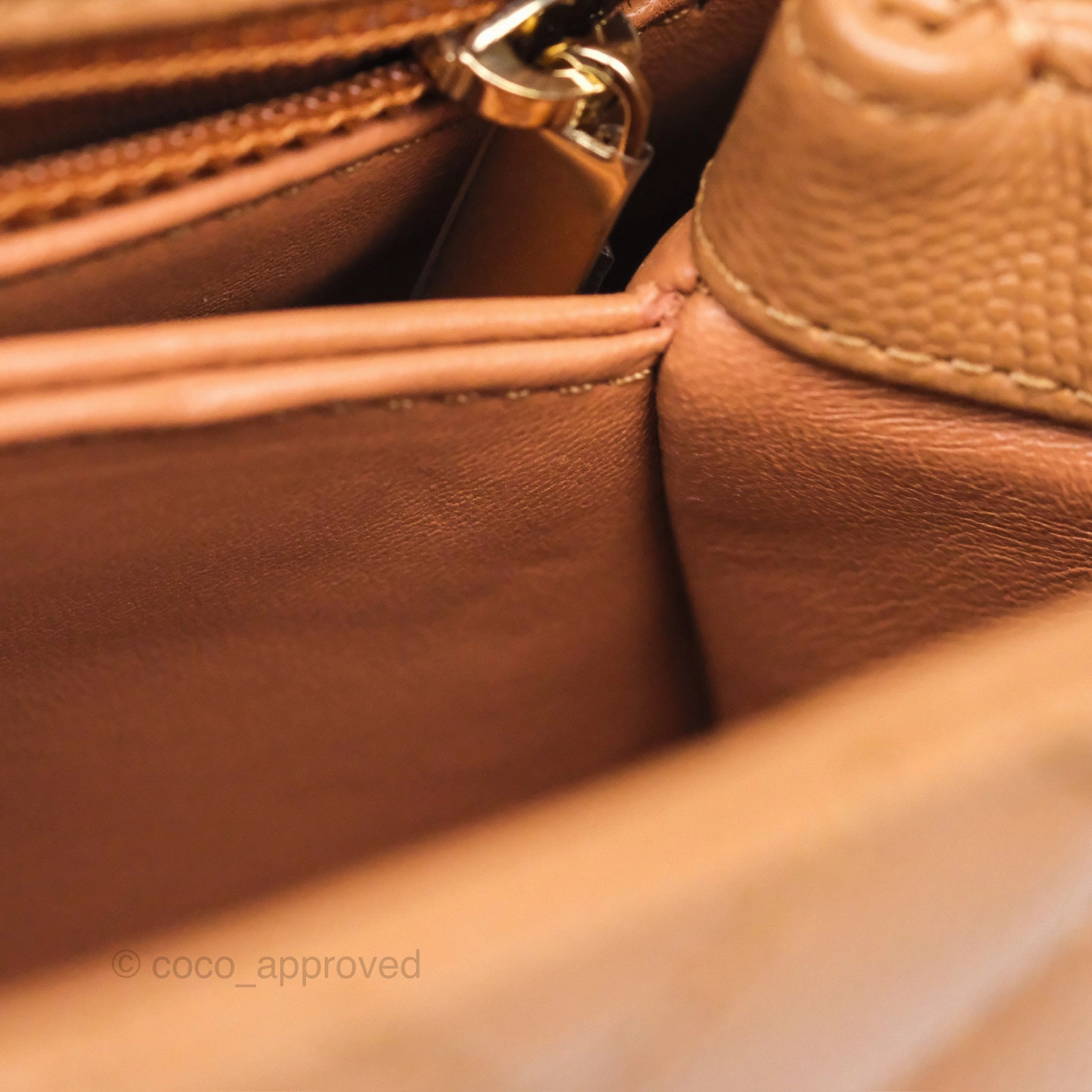 Chanel Small Coco Handle Caramel Beige Caviar Gold Hardware