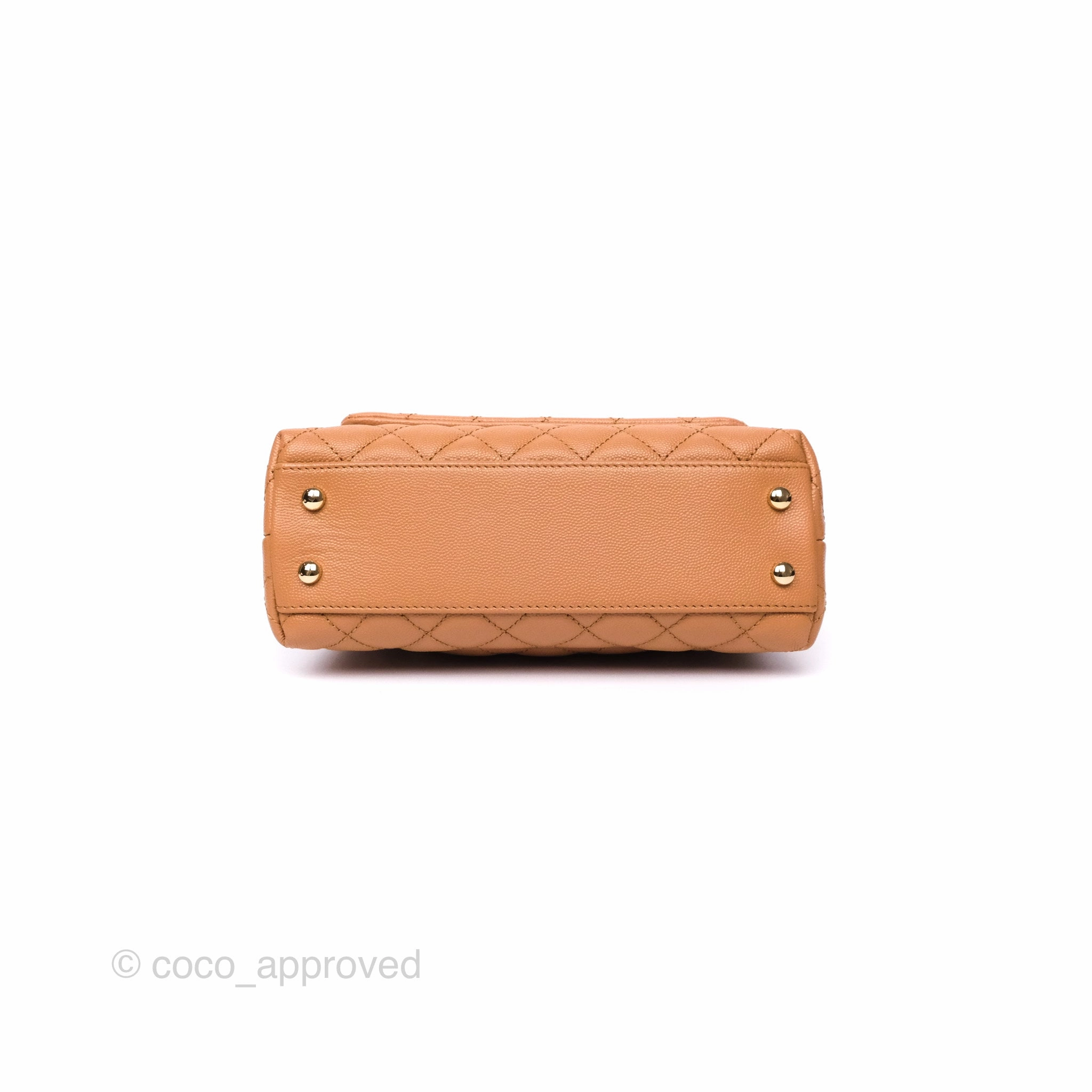Chanel Small Coco Handle Caramel Beige Caviar Gold Hardware