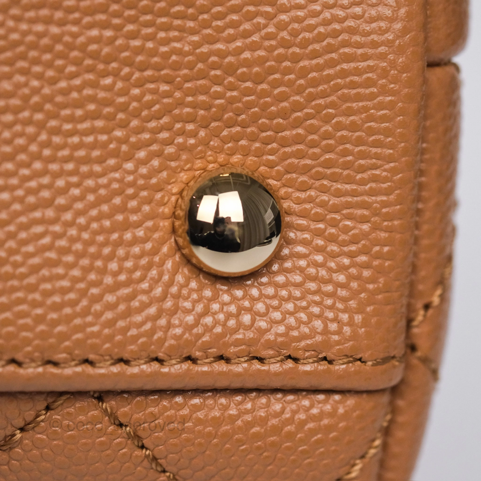 Chanel Small Coco Handle Caramel Beige Caviar Gold Hardware