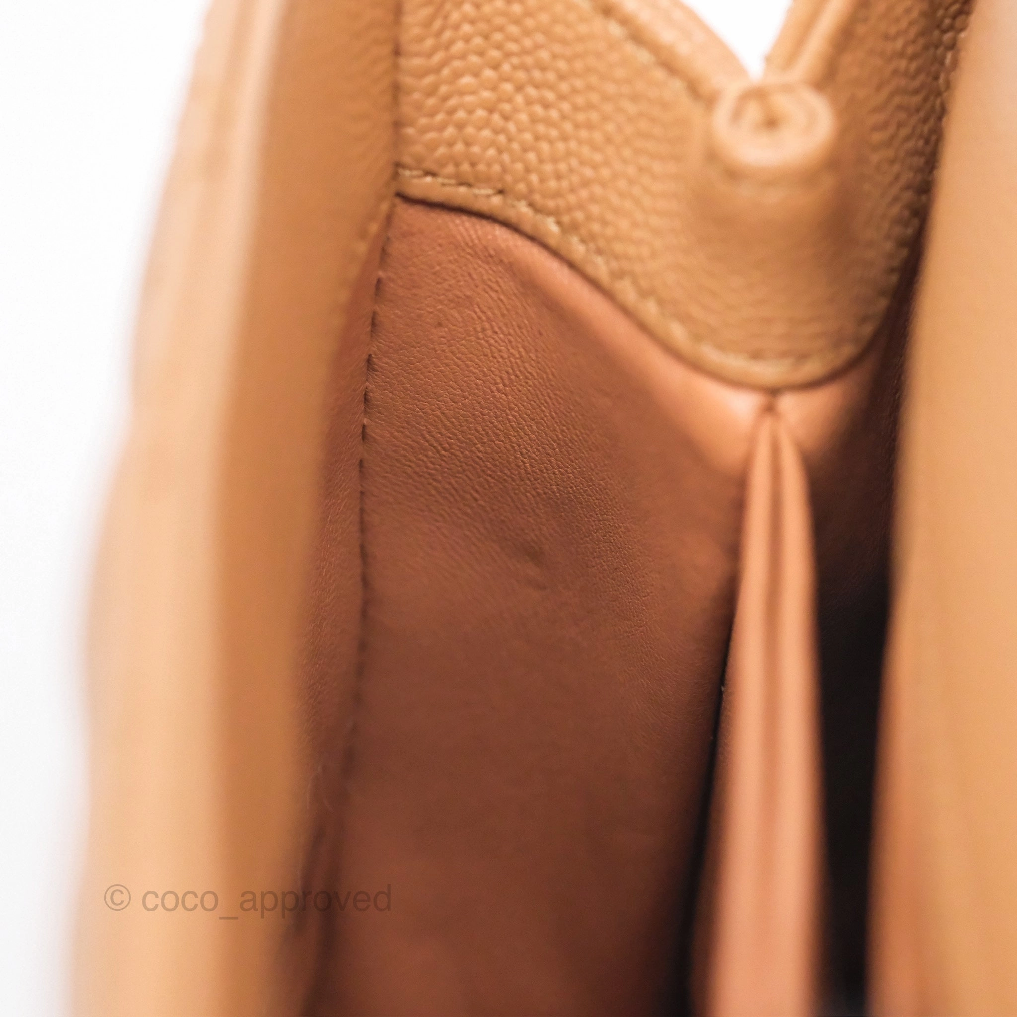 Chanel Small Coco Handle Caramel Beige Caviar Gold Hardware