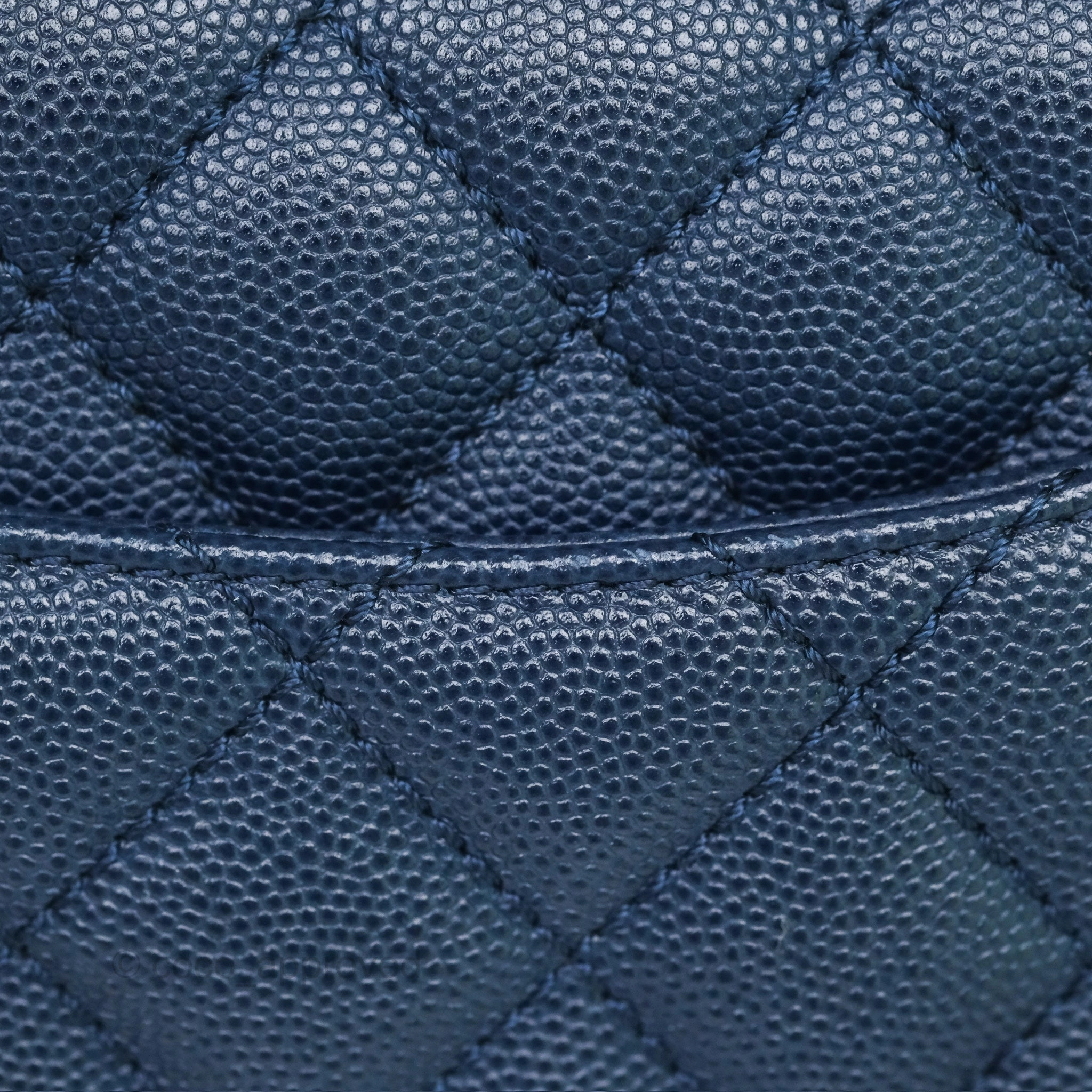 Chanel Small Coco Handle Navy Caviar Ruthenium Hardware Lizard Handle