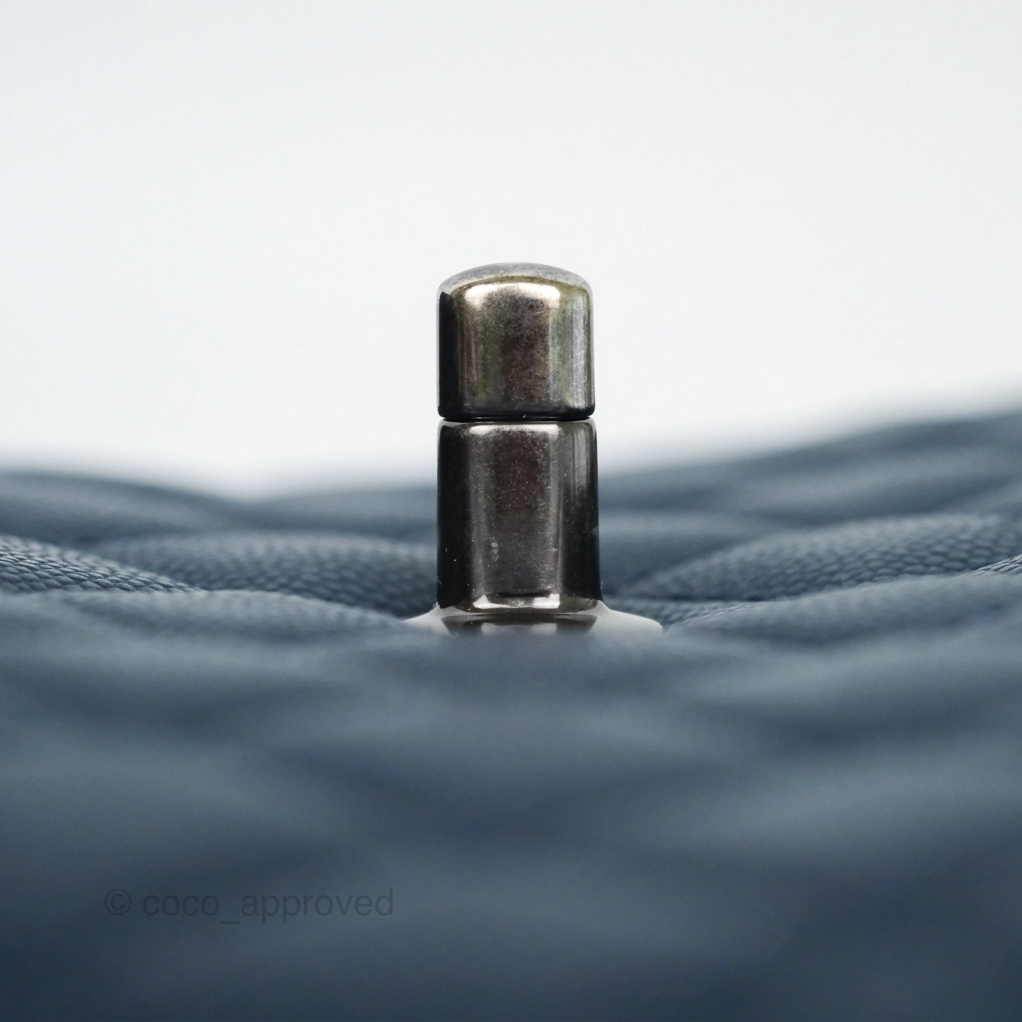 Chanel Small Coco Handle Navy Caviar Ruthenium Hardware Lizard Handle