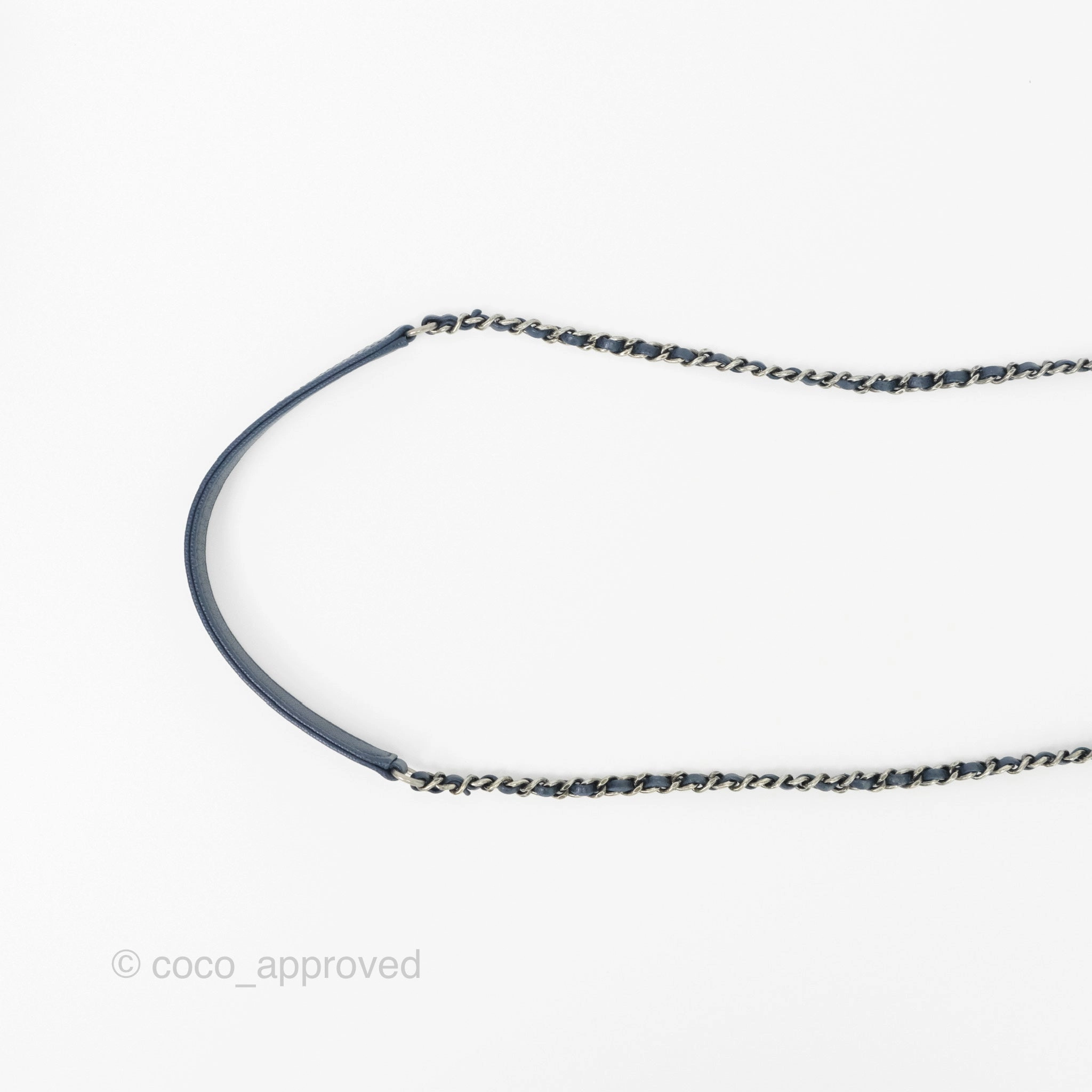 Chanel Small Coco Handle Navy Caviar Ruthenium Hardware Lizard Handle