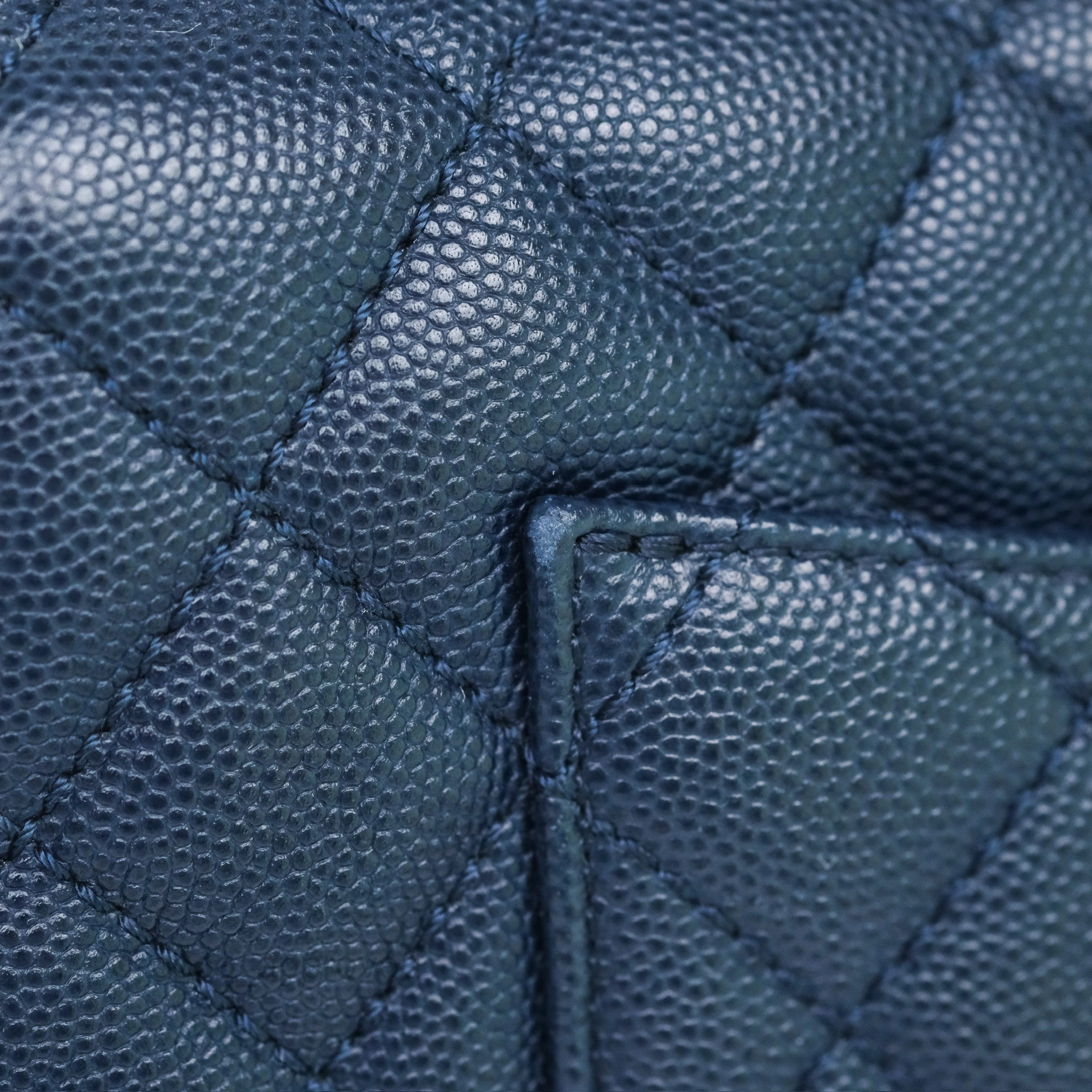 Chanel Small Coco Handle Navy Caviar Ruthenium Hardware Lizard Handle