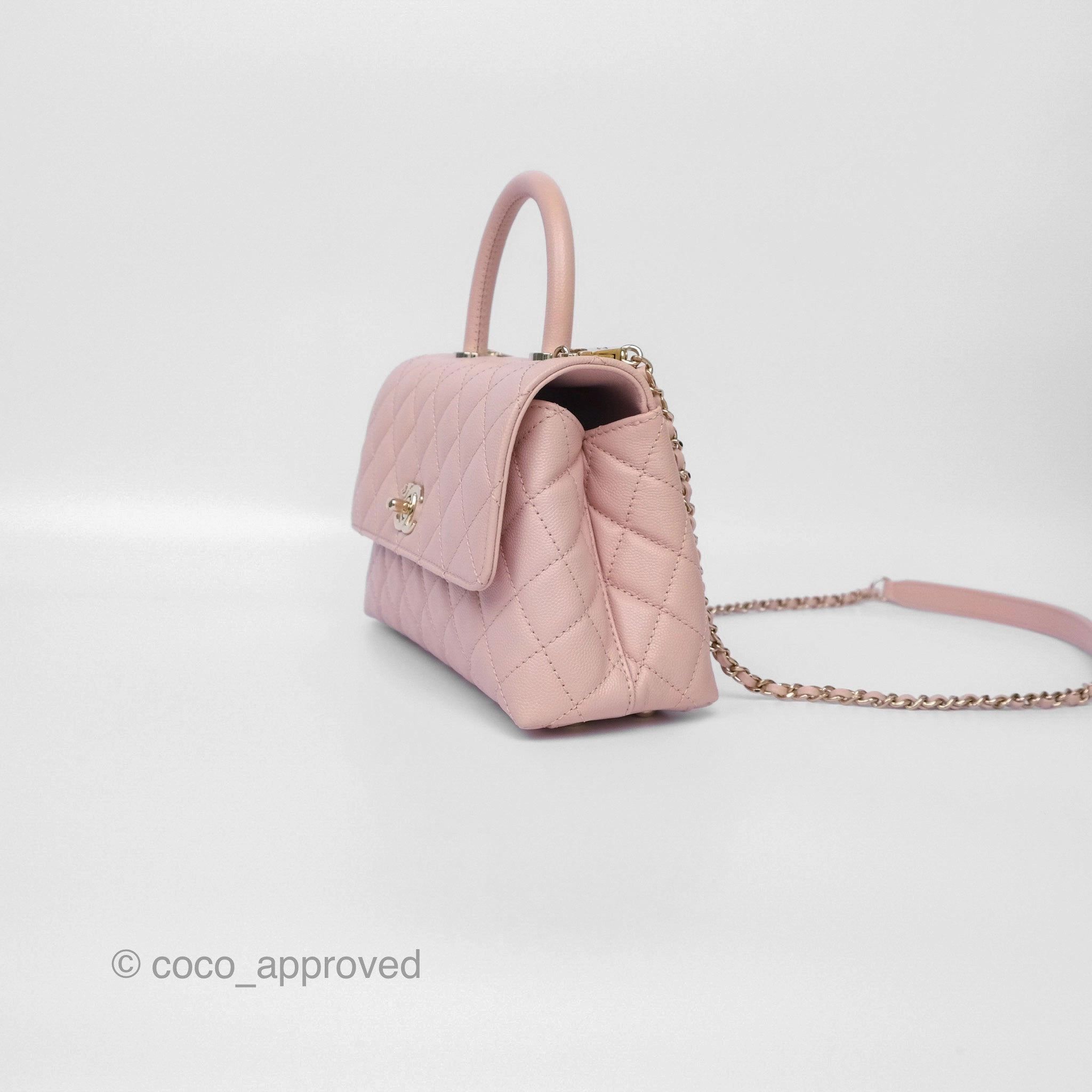 Chanel Small Coco Handle Pink Caviar Gold Hardware