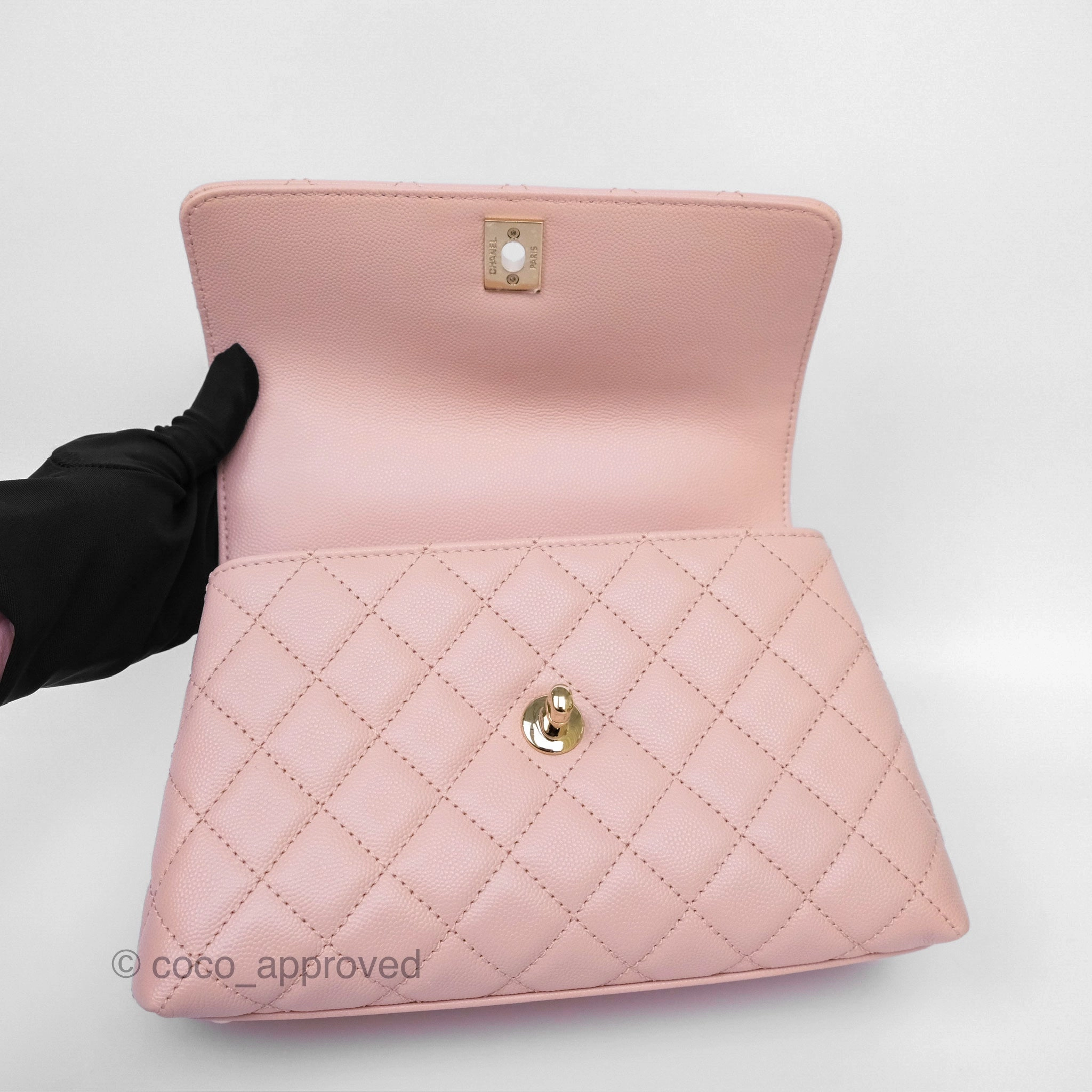 Chanel Small Coco Handle Pink Caviar Gold Hardware