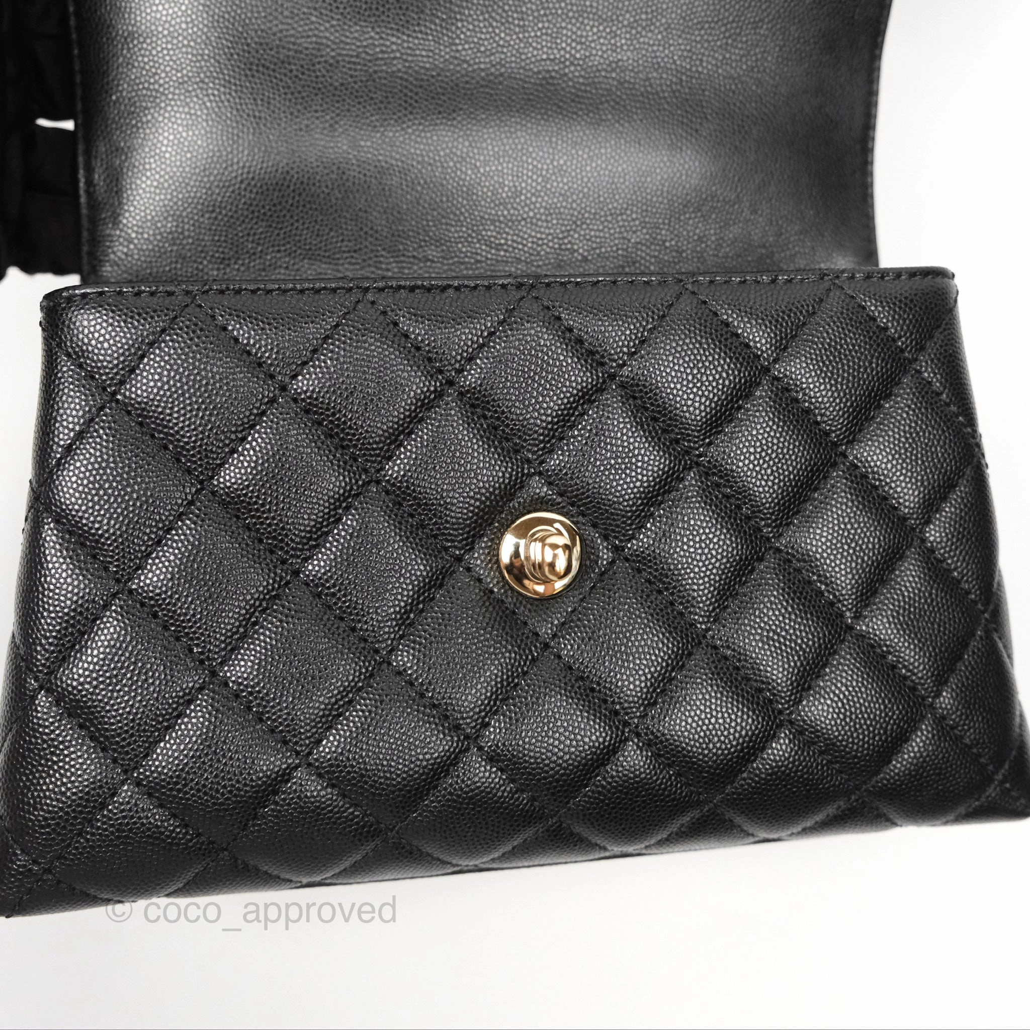 Chanel Small Coco Handle Quilted Black Caviar Gold Hardware