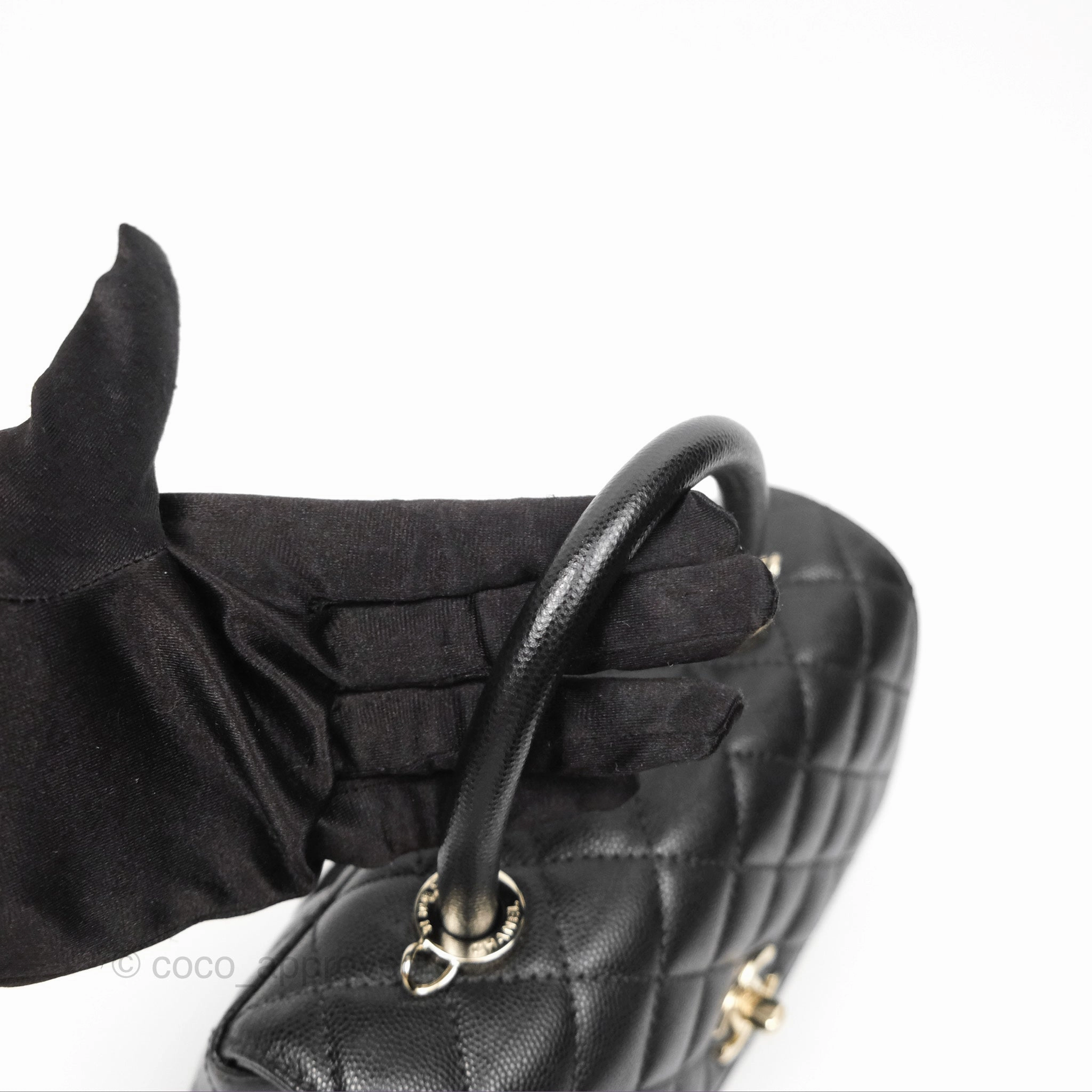 Chanel Small Coco Handle Quilted Black Caviar Gold Hardware