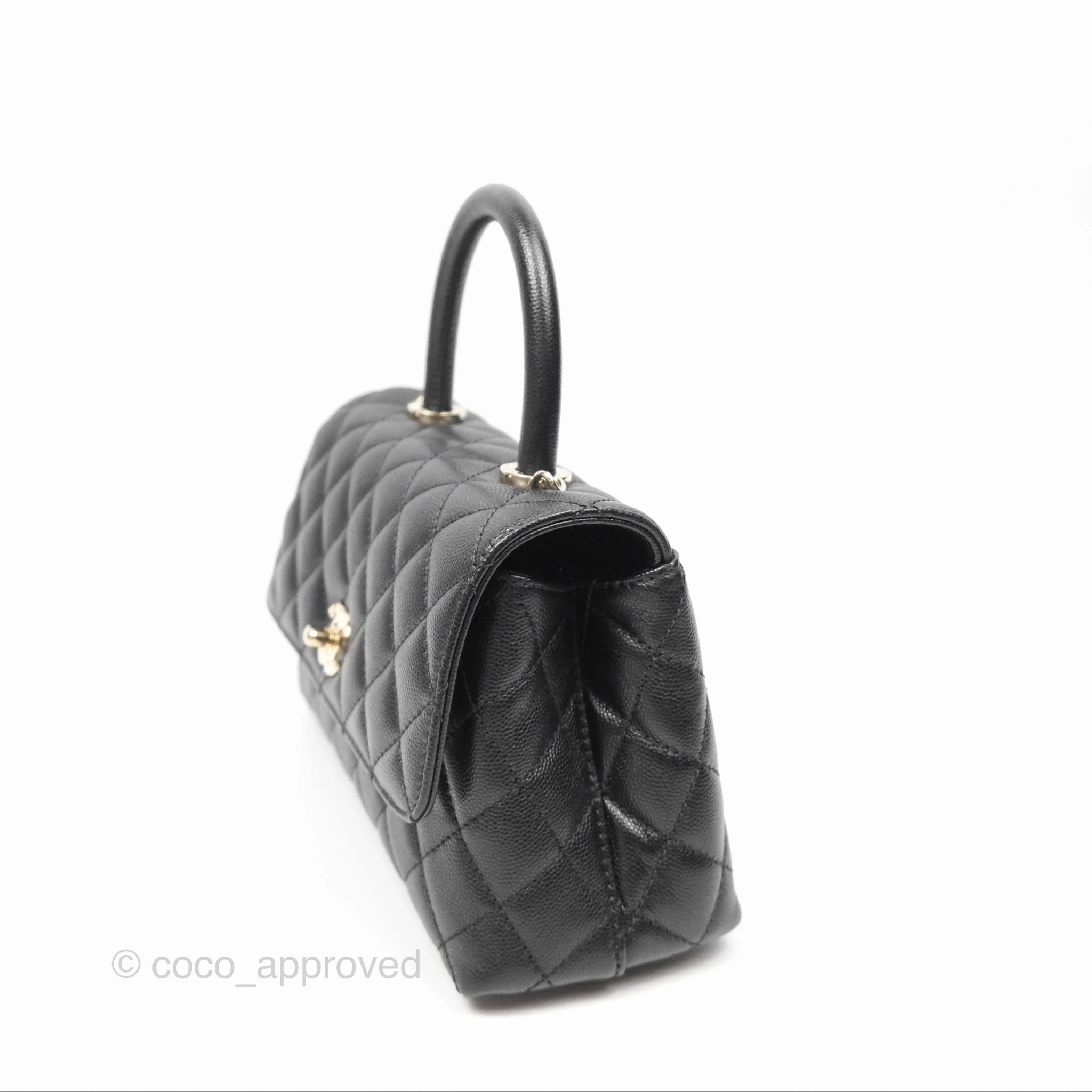 Chanel Small Coco Handle Quilted Black Caviar Gold Hardware