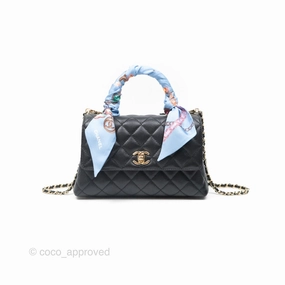 Chanel Small Coco Handle Quilted Black Caviar Gold Hardware