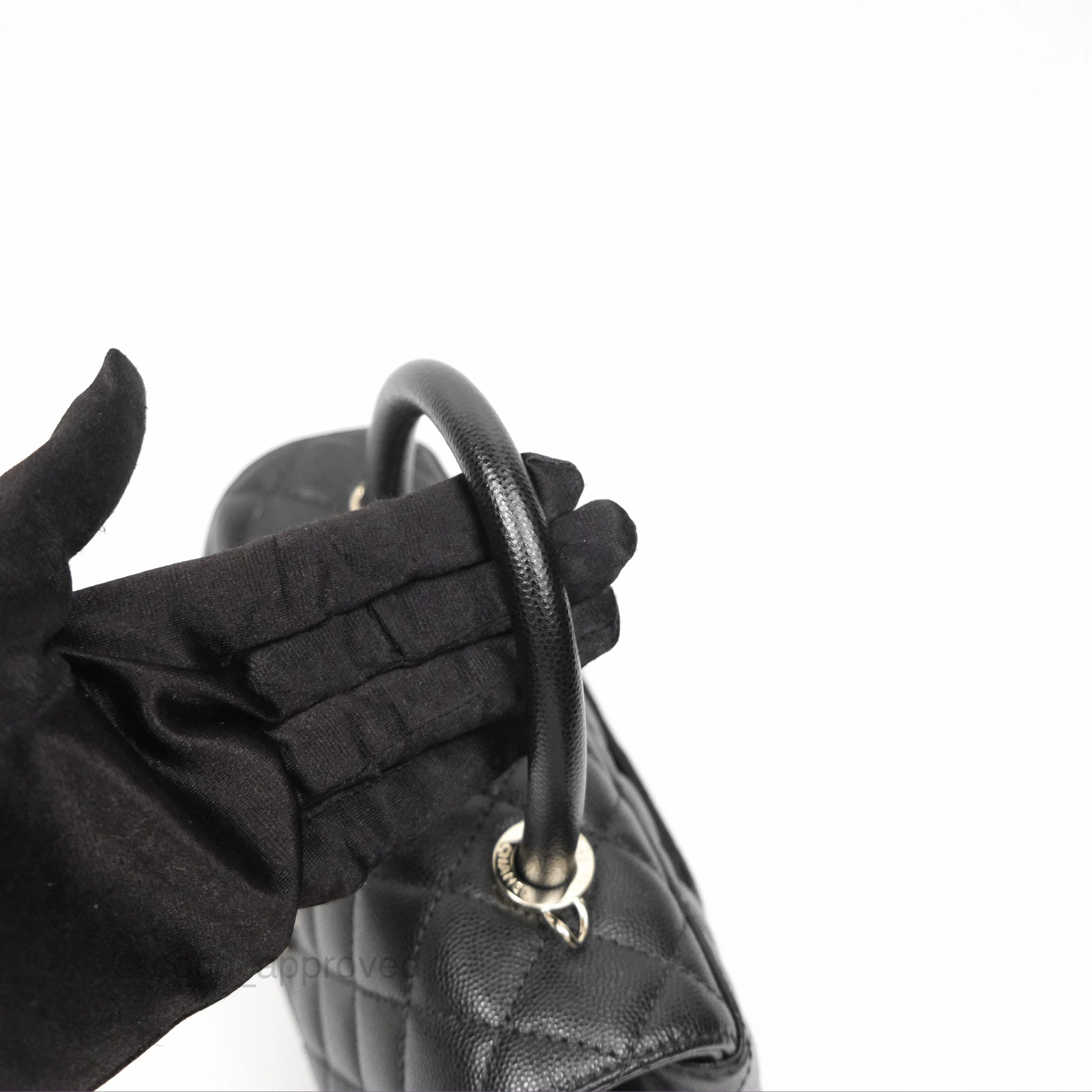 Chanel Small Coco Handle Quilted Black Caviar Gold Hardware